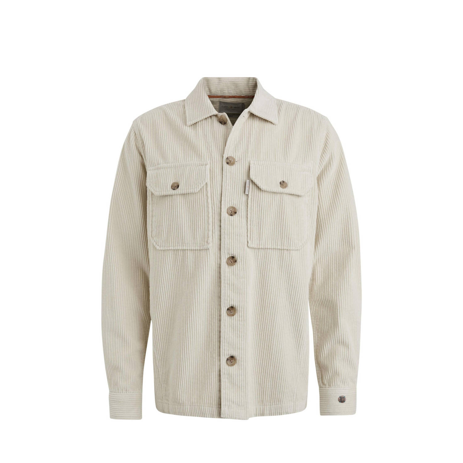 Cast Iron ribgebreid regular fit overshirt beige