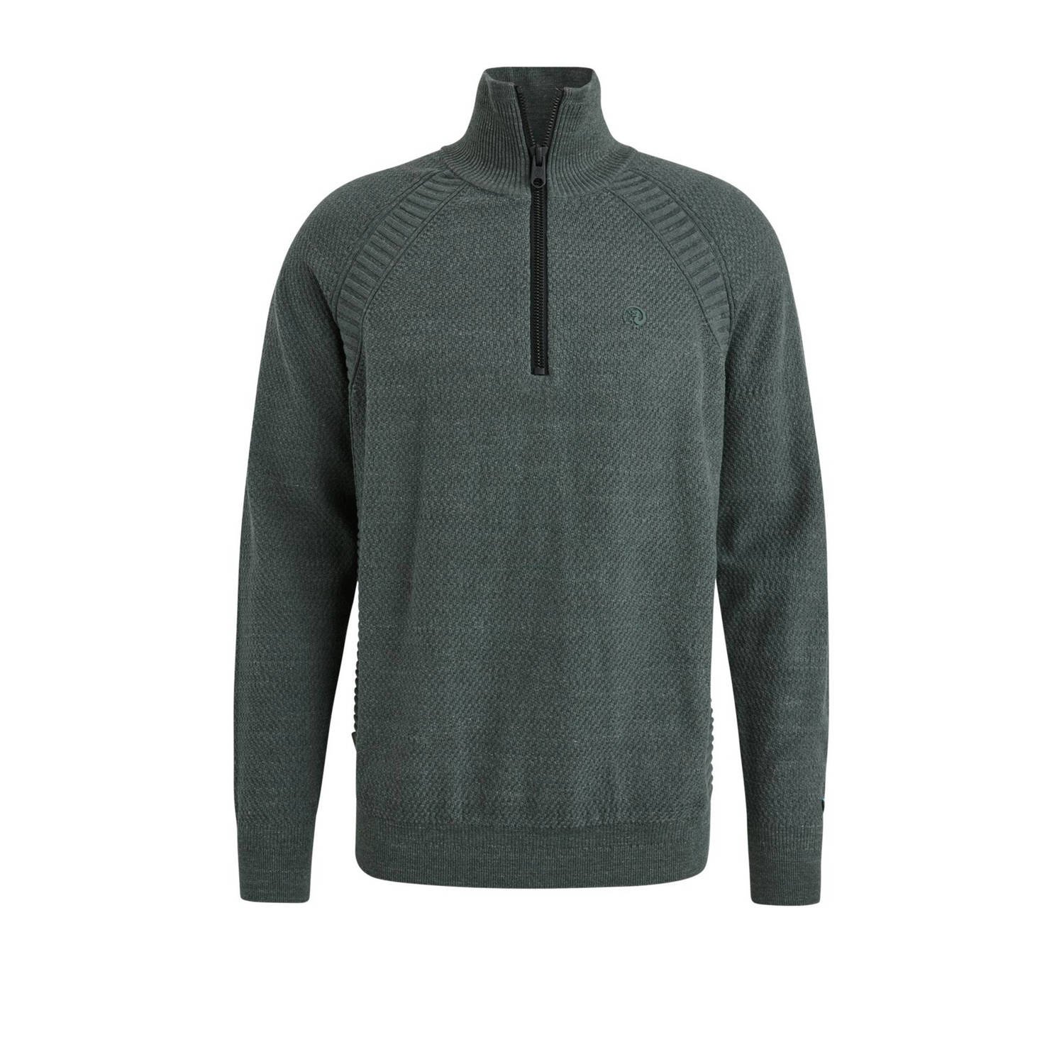 CAST IRON Heren Truien & Vesten Half Zip Collar Cotton Heather Plated Blend Groen