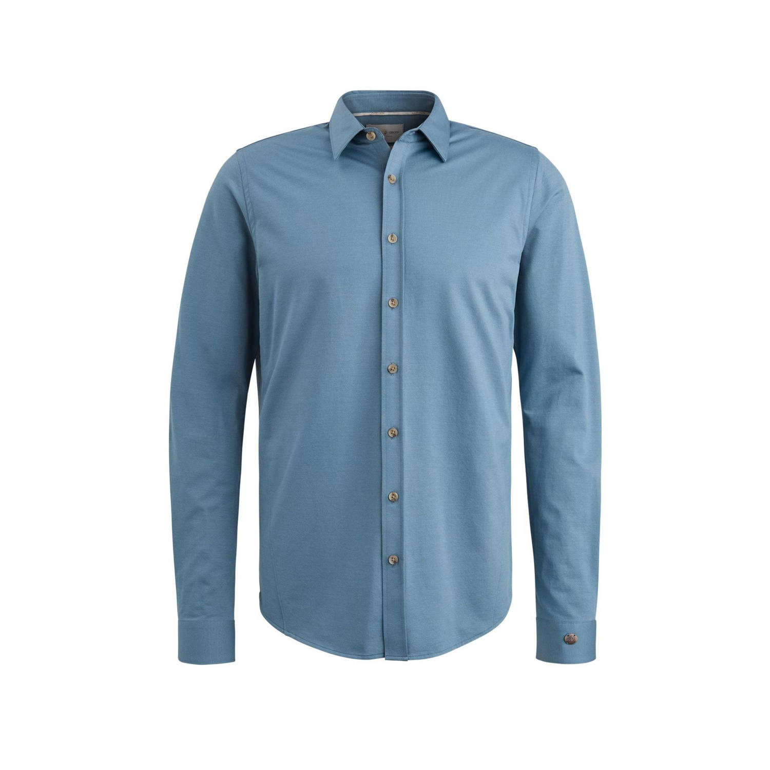 Cast Iron Lange Mouw Twill Jersey Shirt Blue Heren