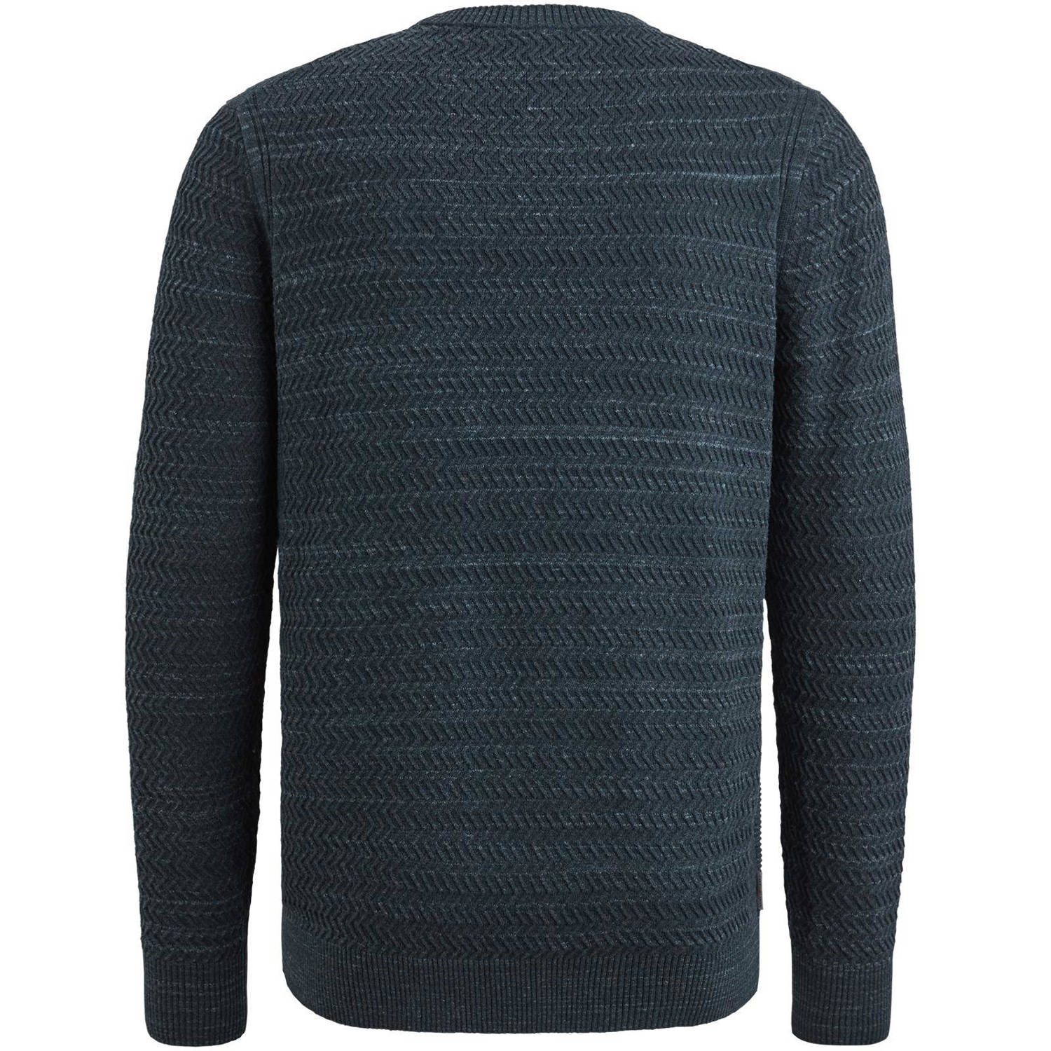 Cast Iron trui met ingebreid patroon donkerblauw