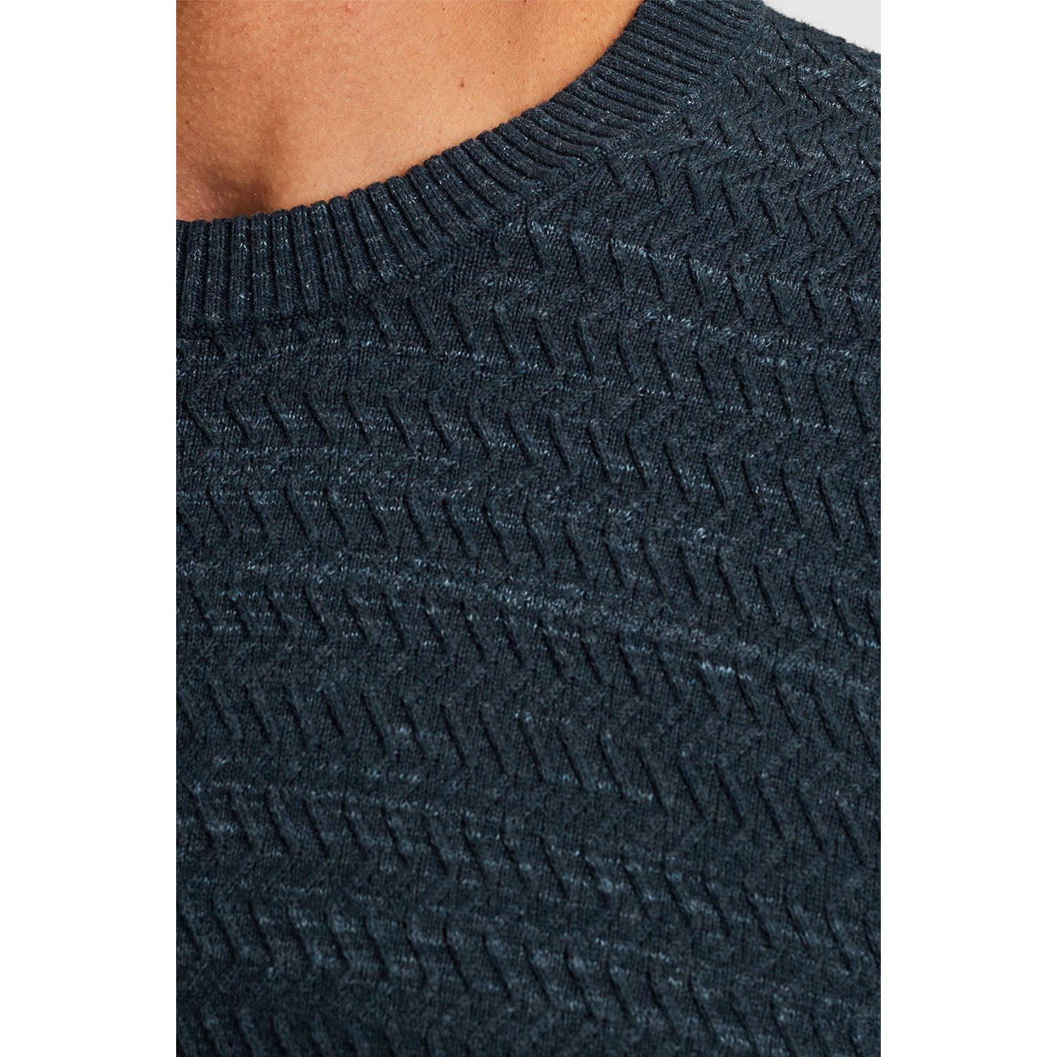 Cast Iron trui met ingebreid patroon donkerblauw