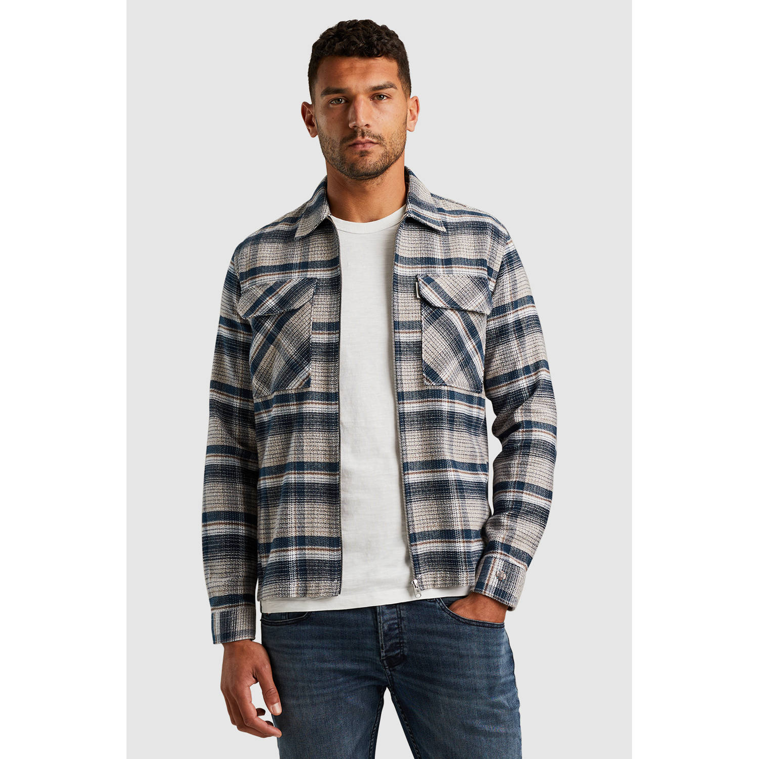 Cast Iron overshirt blauw