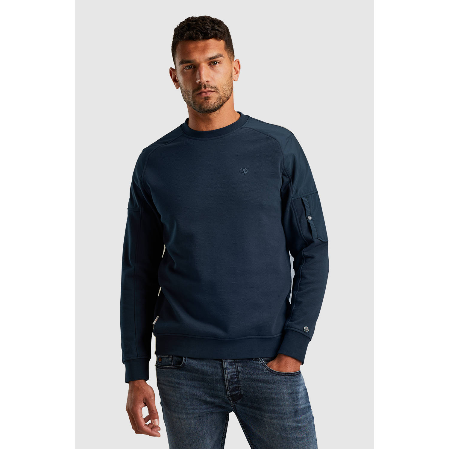 Cast Iron Terry Sweatshirt Regular Fit Blue Heren