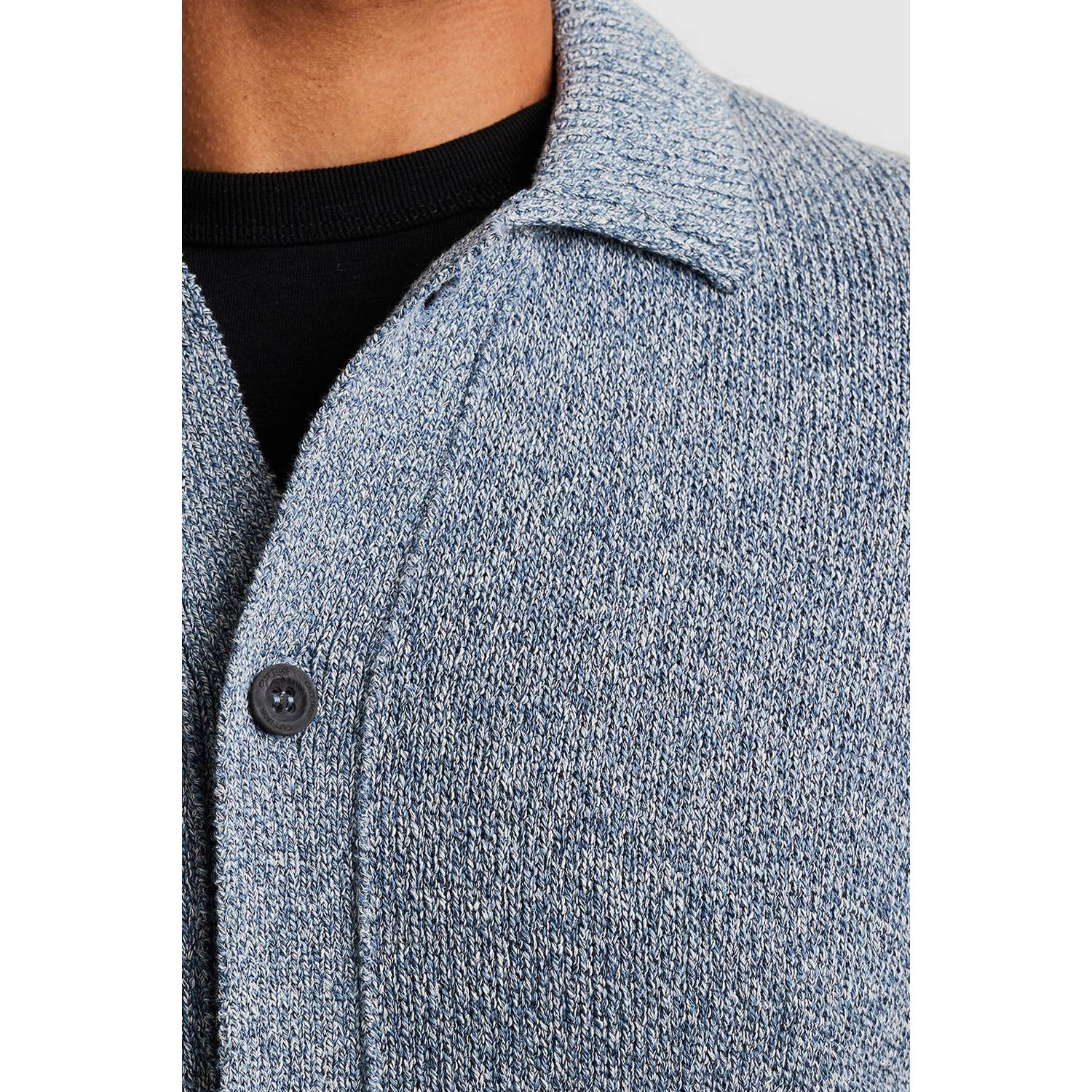 Cast Iron gebreid vest blauw grof gebreid