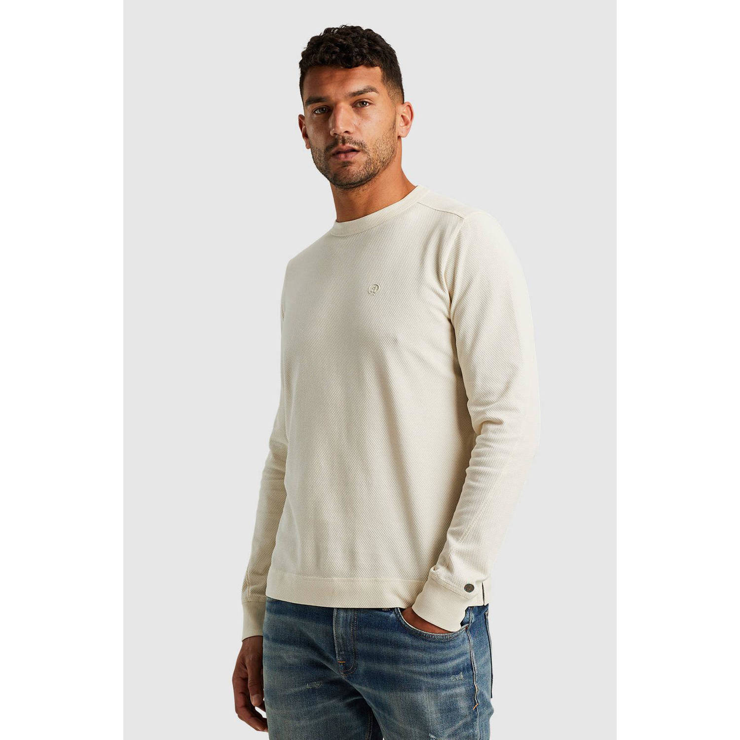 Cast Iron gebreide regular fit longsleeve ecru