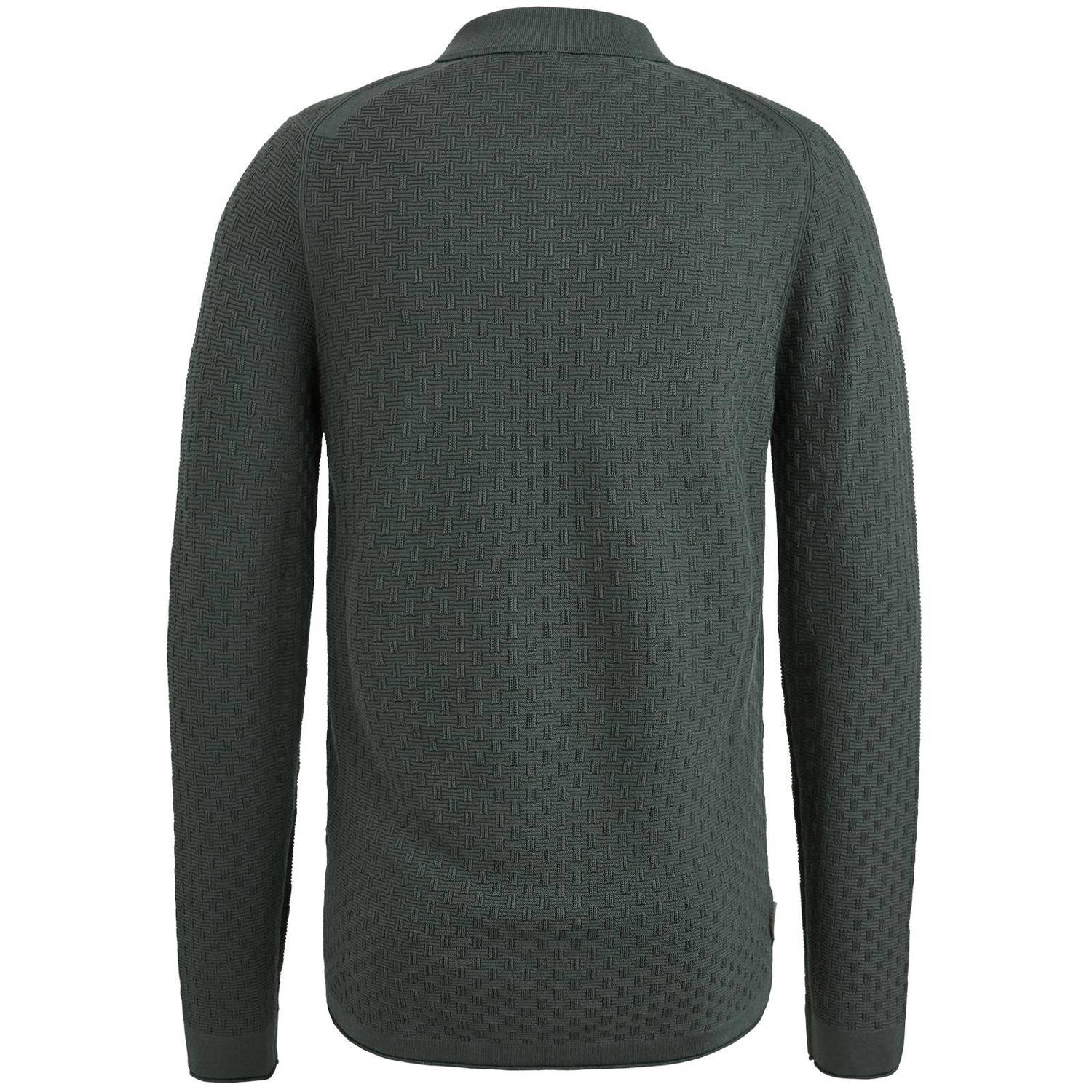 Cast Iron gebreide polo met ingebreid patroon donkergroen