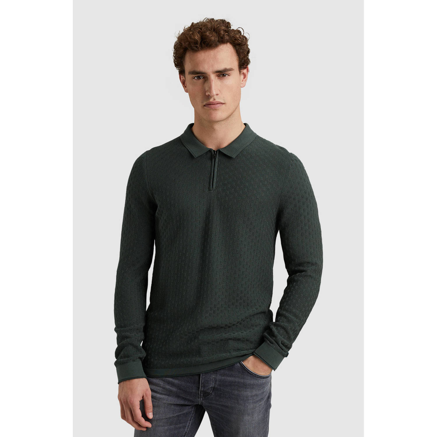 CAST IRON Heren Polo's & T-shirts Long Sleeve Polo Cotton Modal Groen