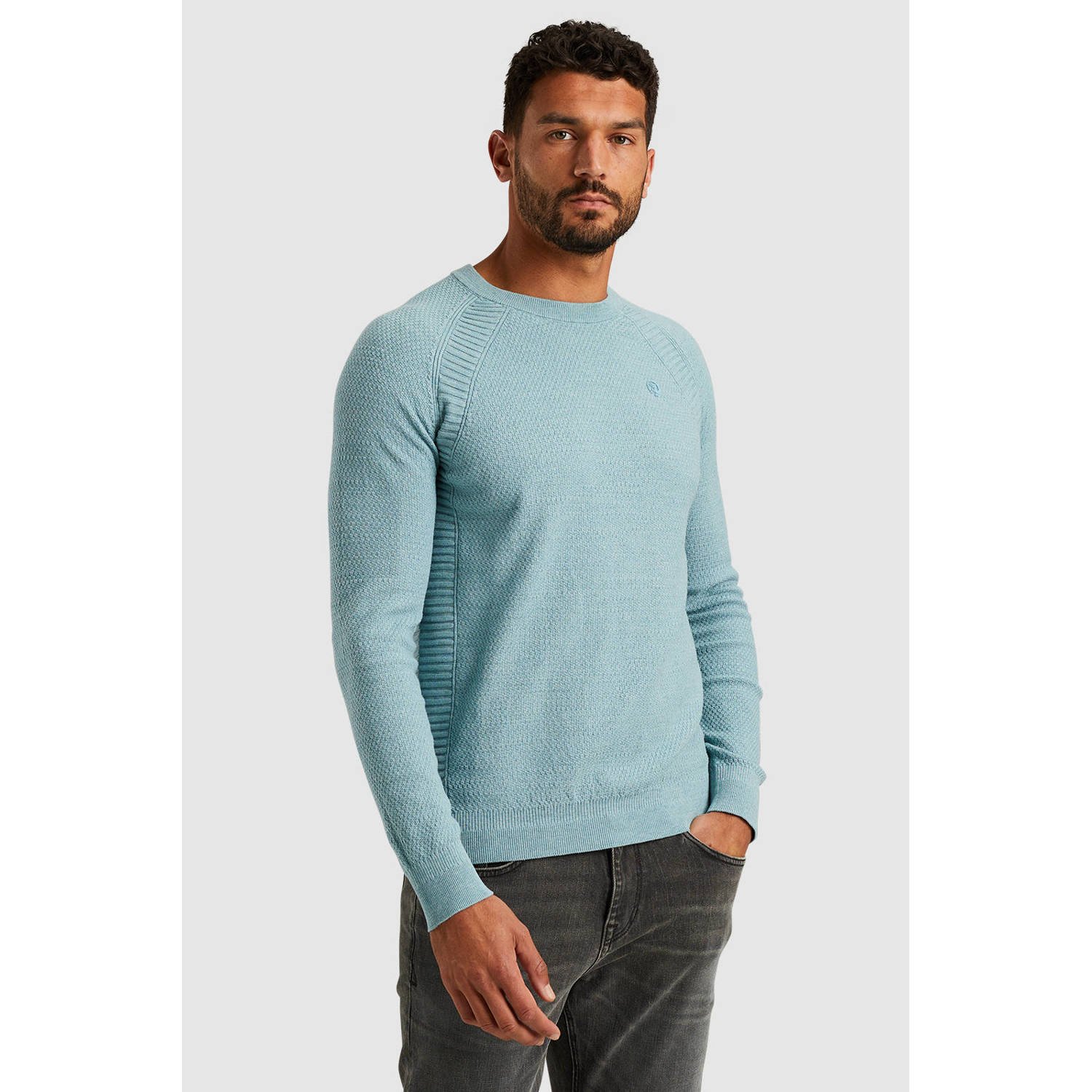 CAST IRON Heren Truien & Vesten Crewneck Cotton Heather Plated Blend Blauw
