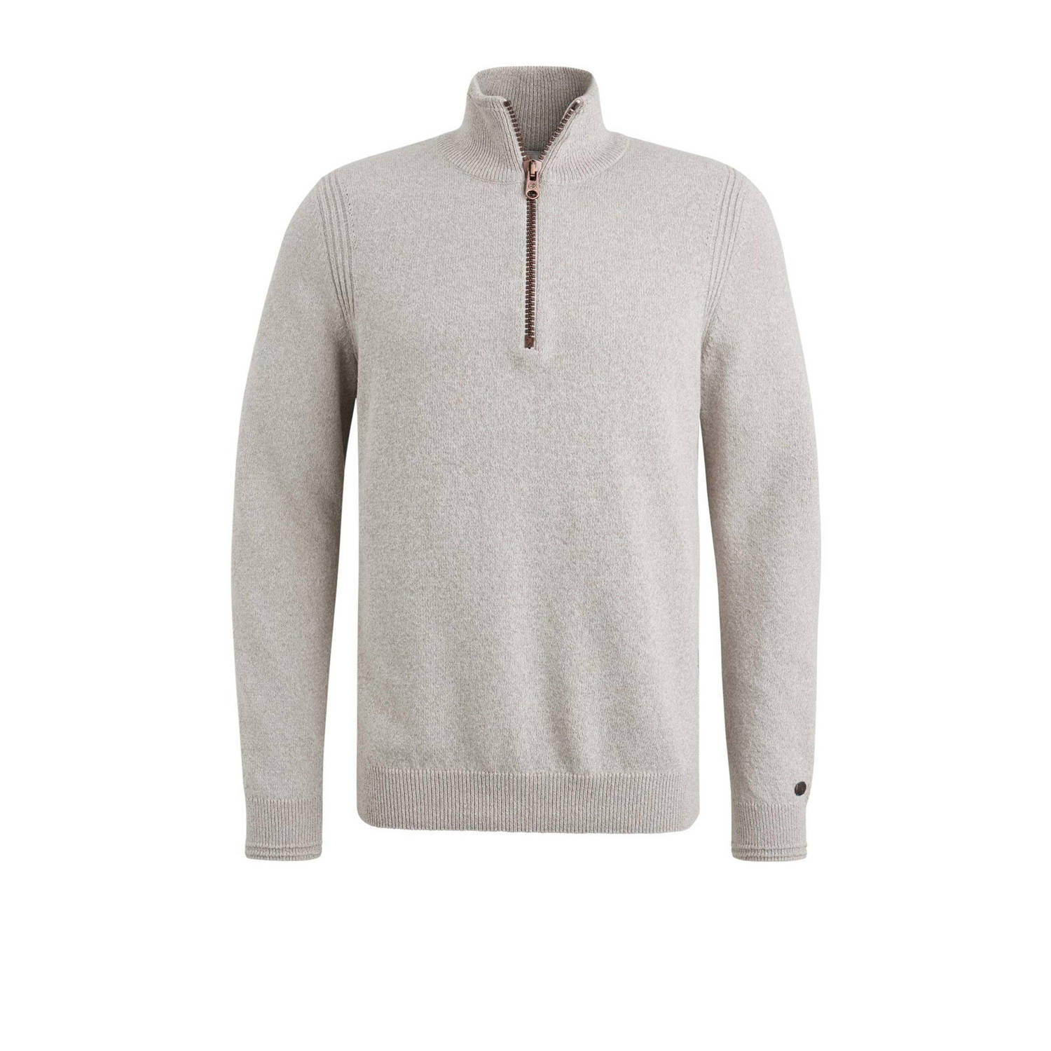 Cast Iron Half Zip Katoenmix Pullover Gray Heren