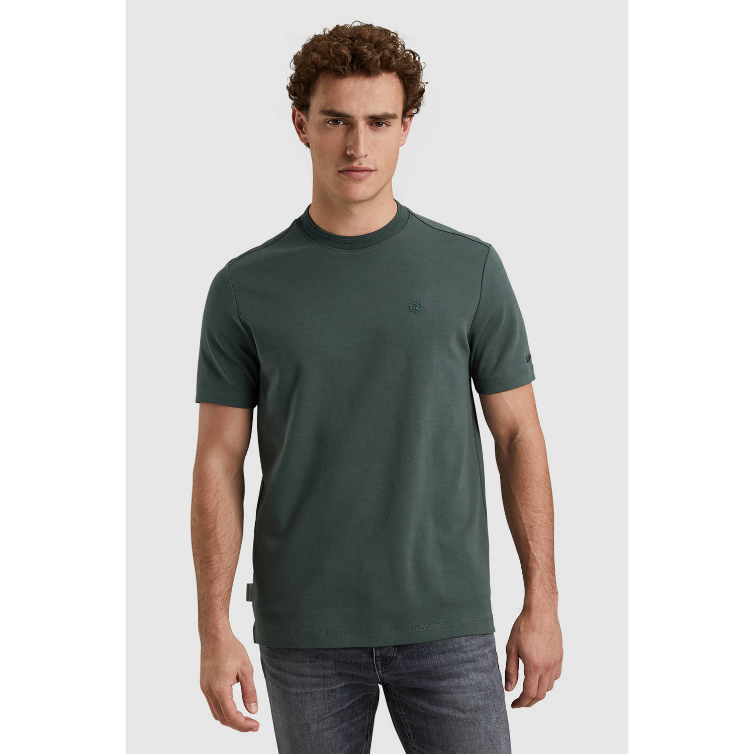 CAST IRON Heren Polo's & T-shirts Short Sleeve R-neck Regular Fit Interlock Groen