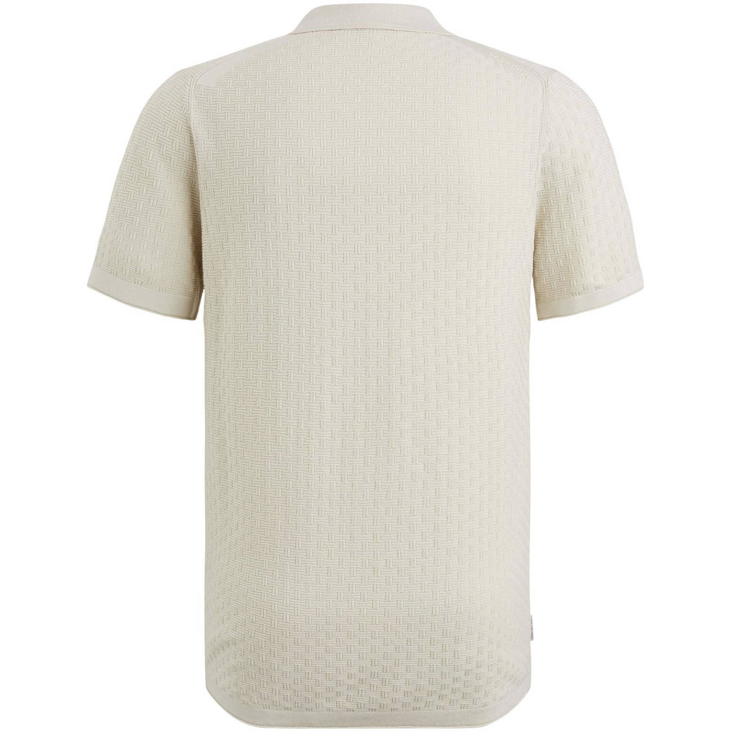 Cast Iron gebreide slim fit polo ecru