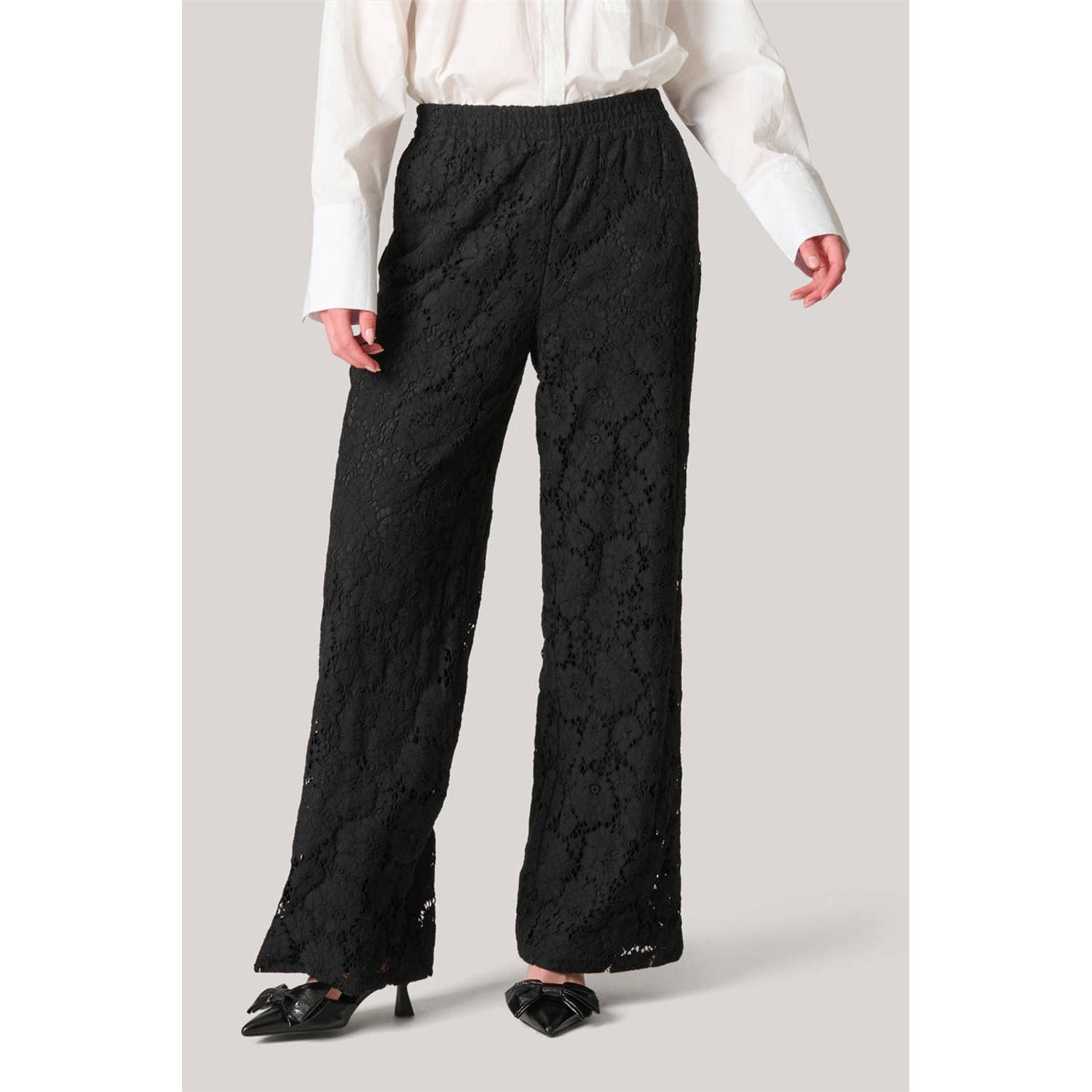 Shoeby wide leg broek zwart