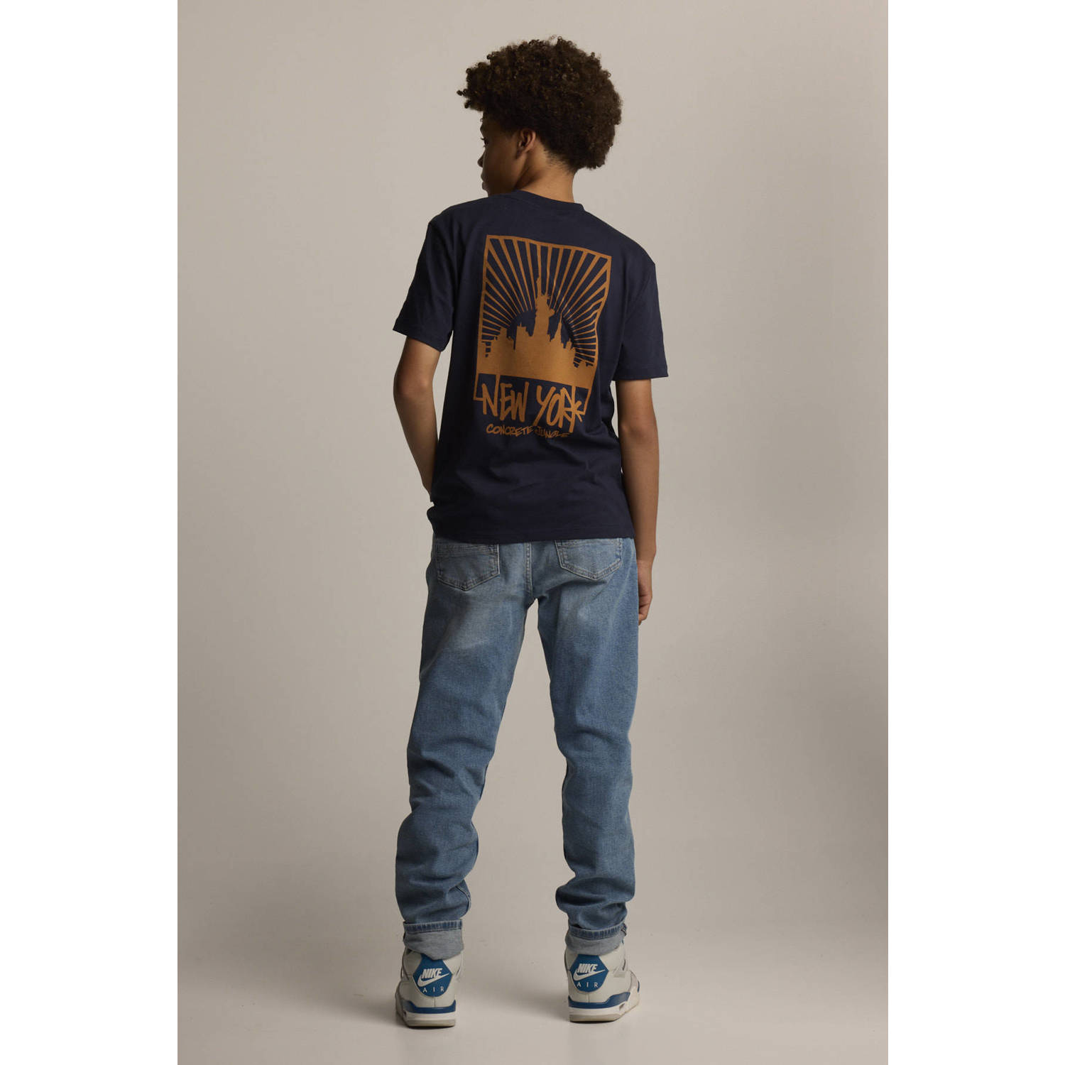 America Today T-shirt Errol JR met backprint donkerblauw