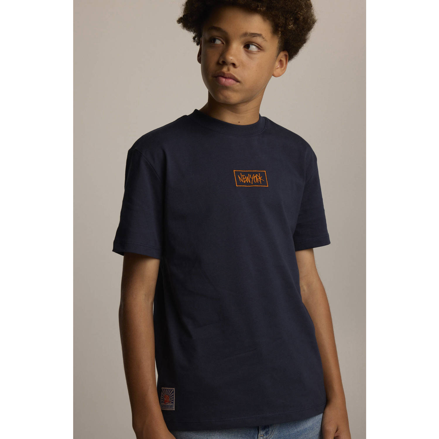 America Today T-shirt Errol JR met backprint donkerblauw
