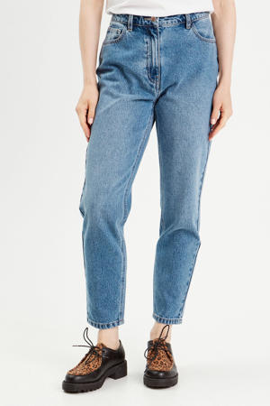 cropped high waist mom jeans medium blue