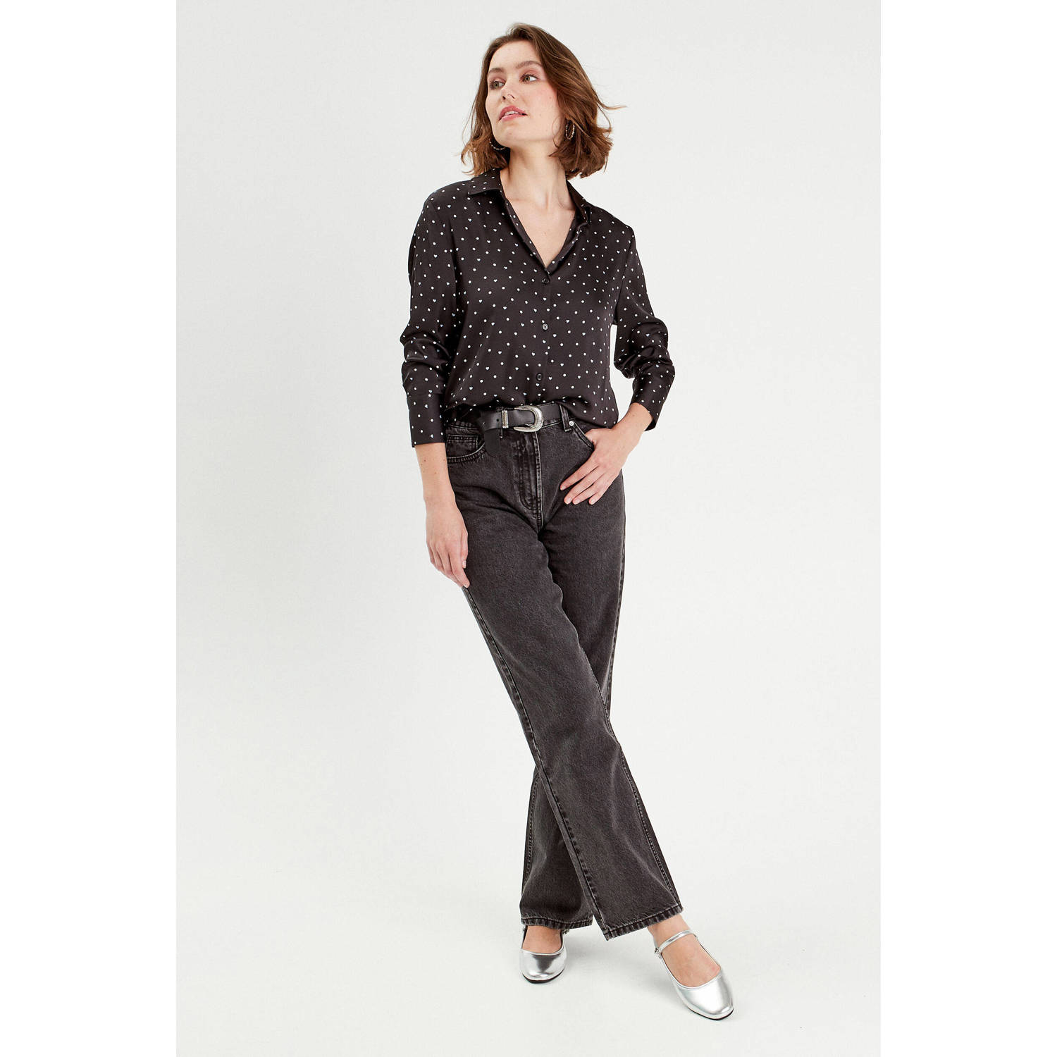 Cache blouse met sterren zwart