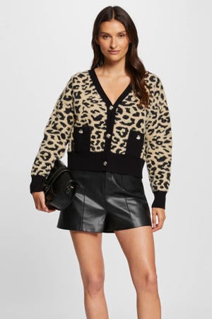 vest met panterprint beige/zwart