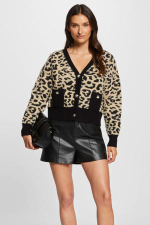 vest met panterprint beige/zwart