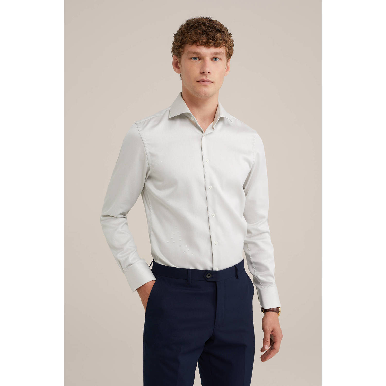 WE Fashion slim fit overhemd lichtgroen