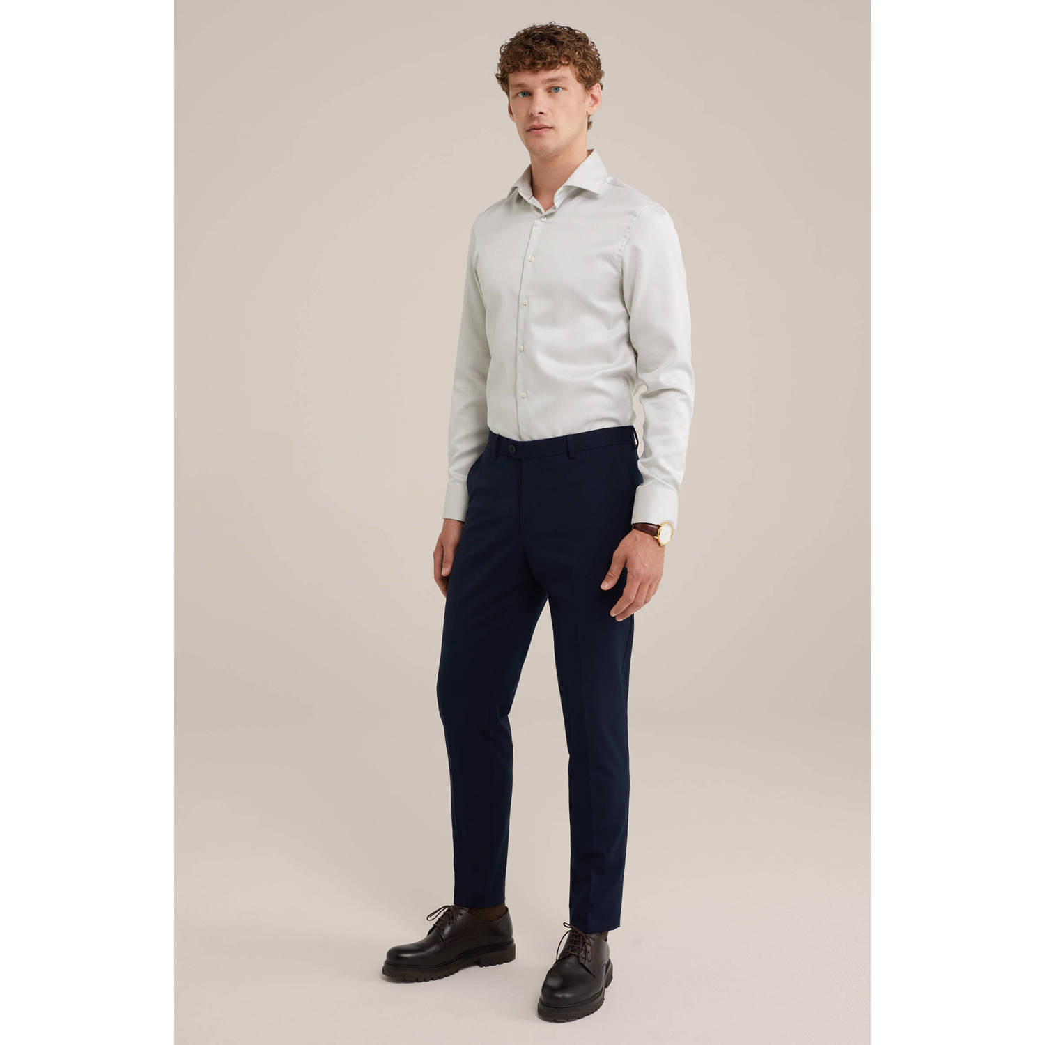 WE Fashion slim fit overhemd lichtgroen