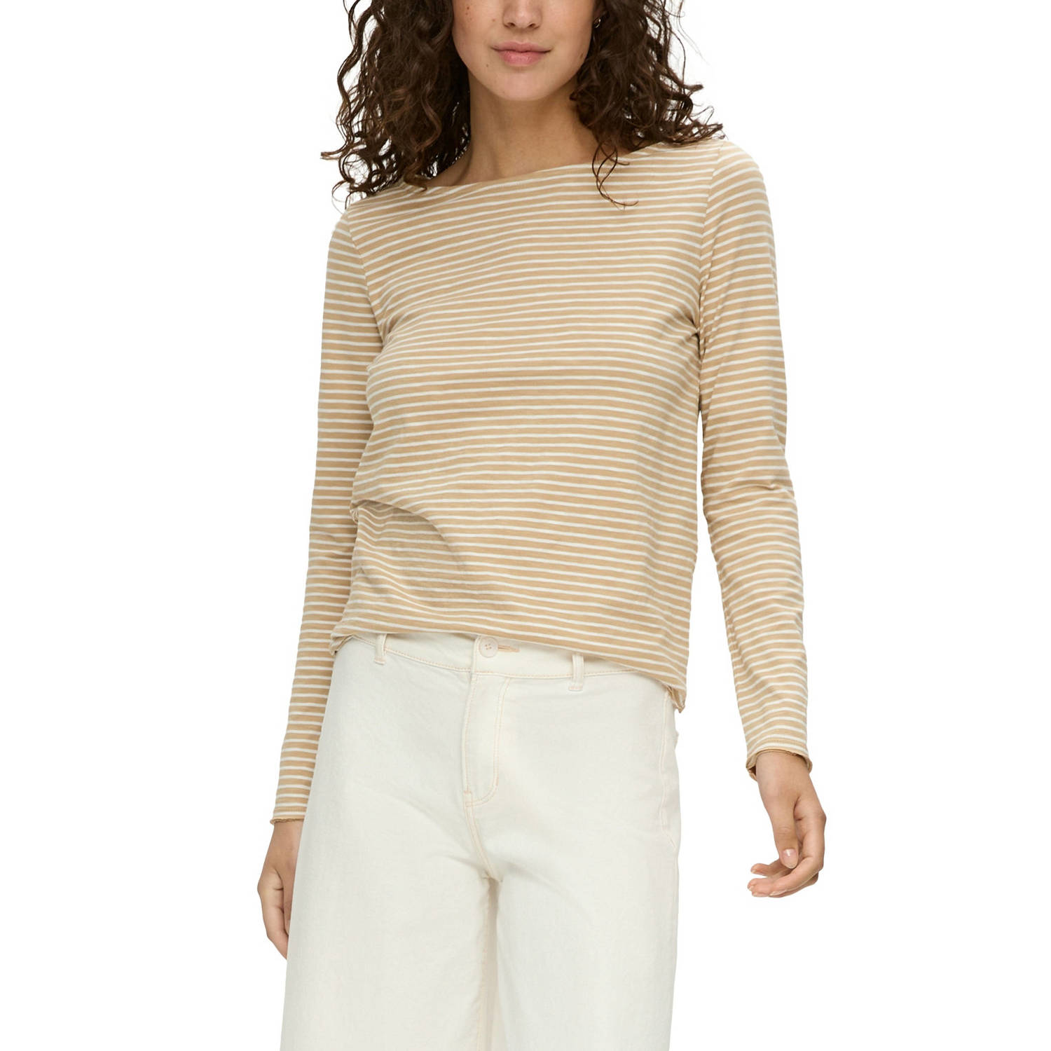 s.Oliver gestreepte top beige ecru