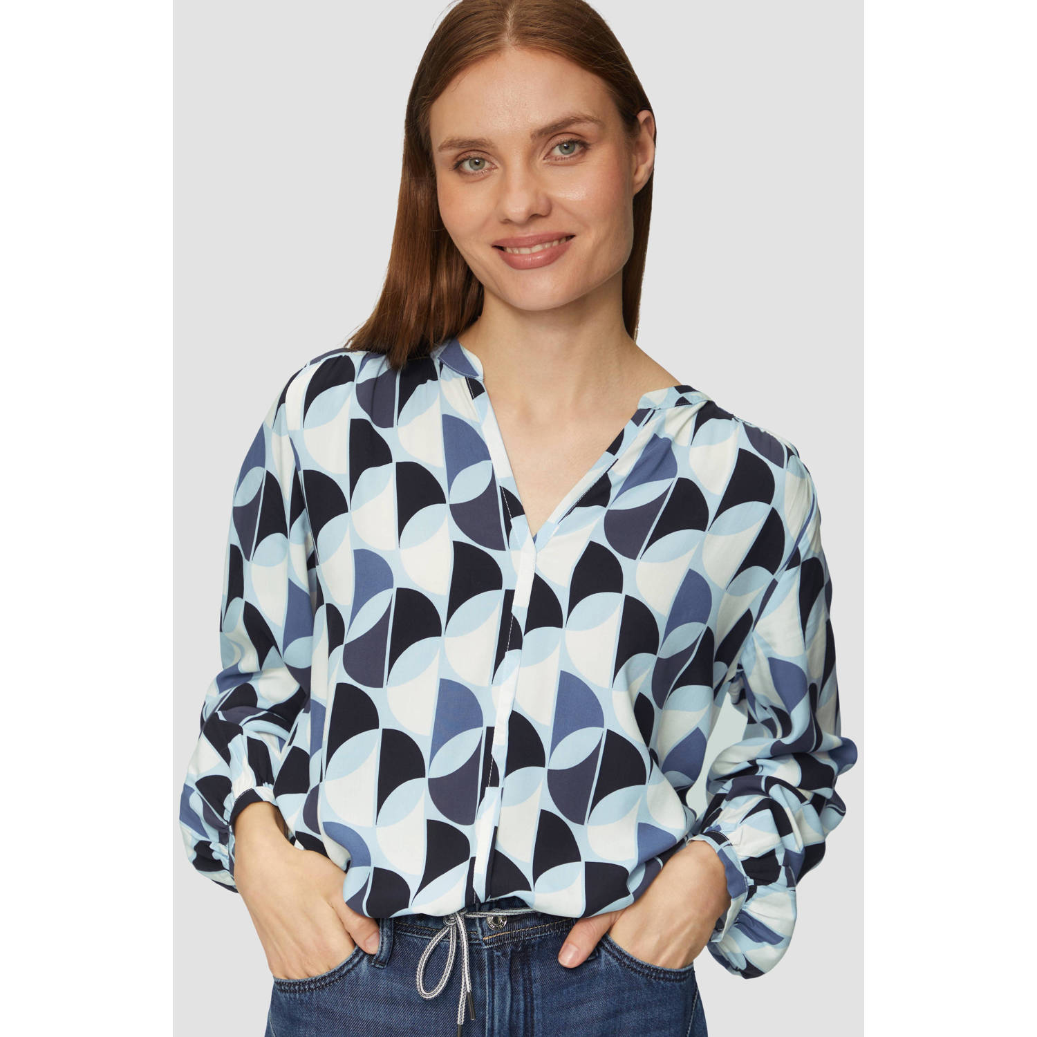 s.Oliver top met grafische print blauw
