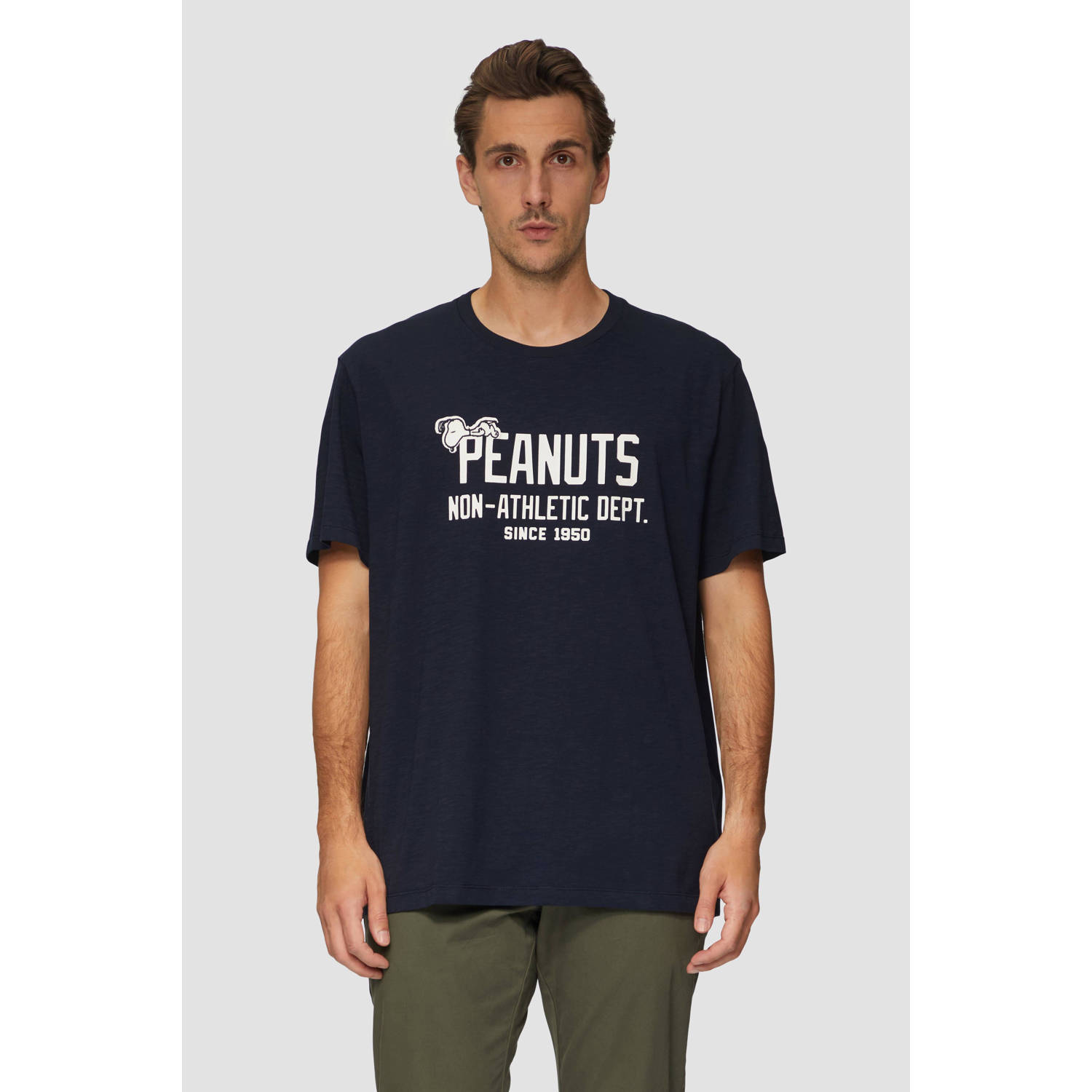S.Oliver Big Size T-shirt Plus Size met printopdruk marine