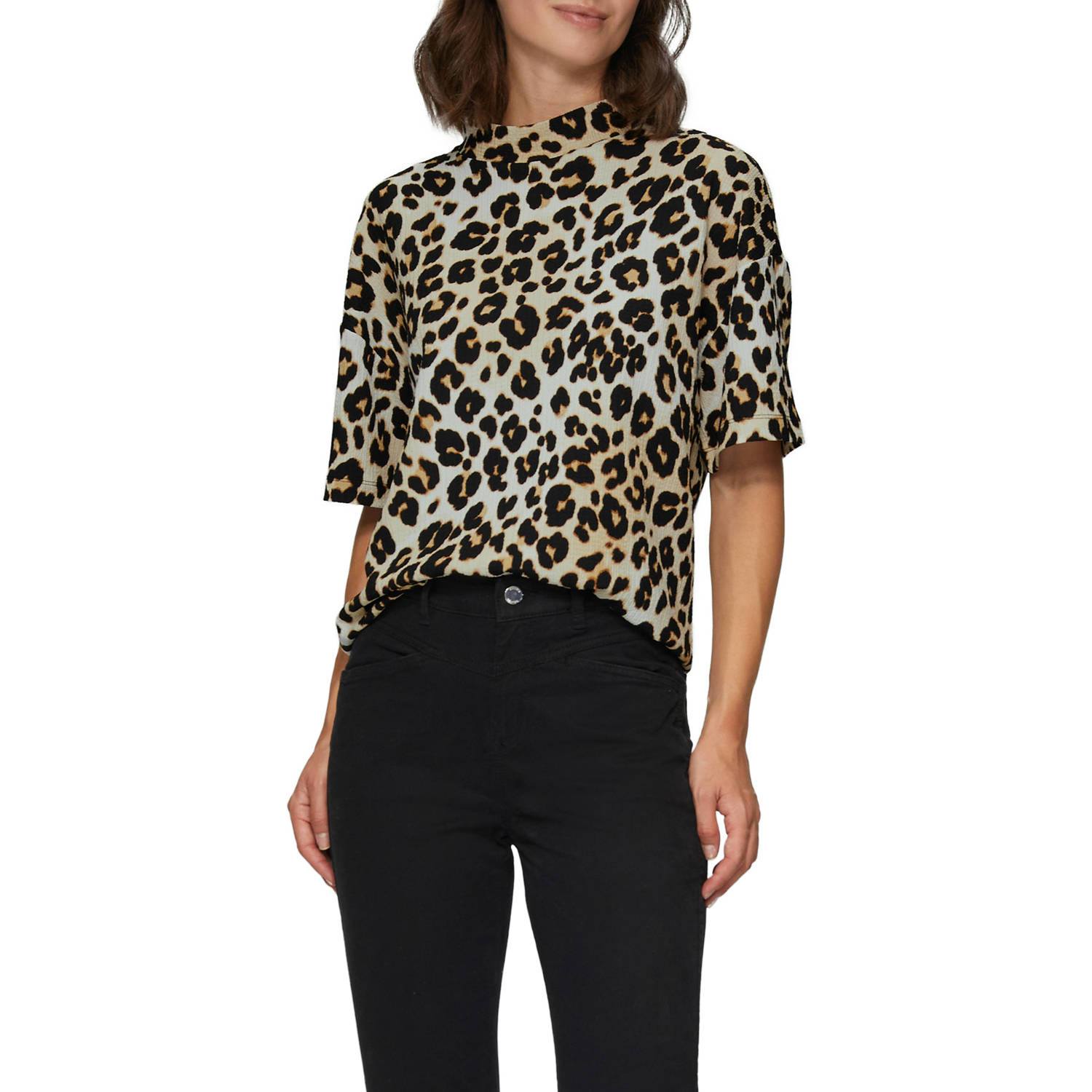 S.Oliver RED LABEL Comfort fit T-shirt met opstaande kraag