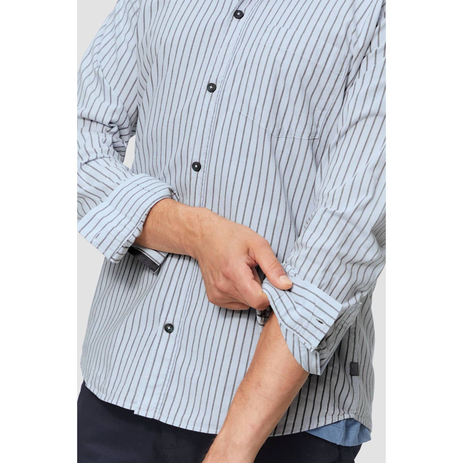 s.Oliver gestreept slim fit overhemd blauw