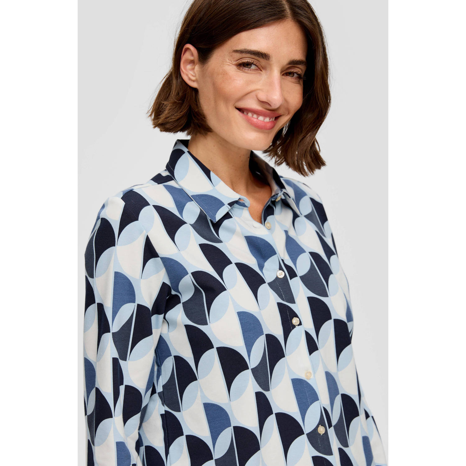 s.Oliver blouse met all over print marine