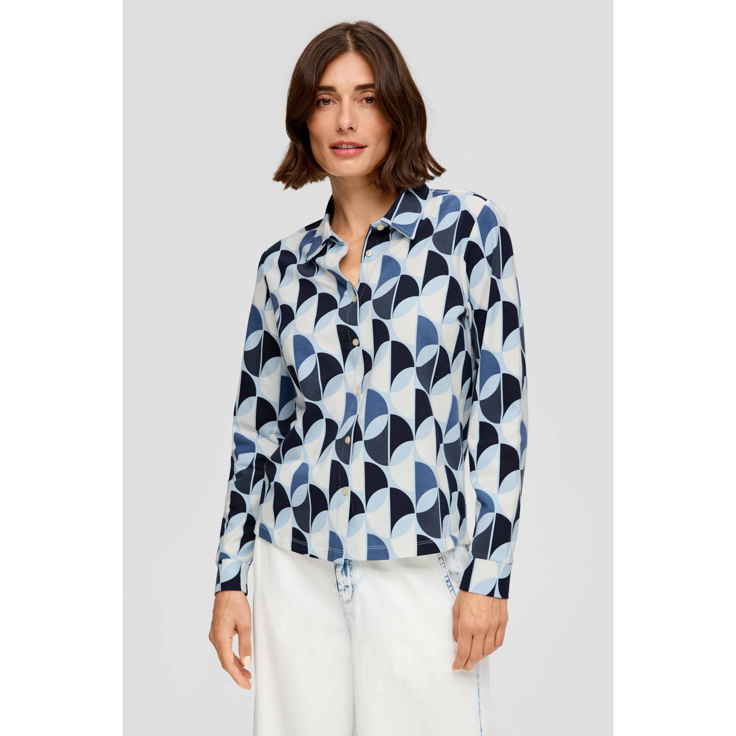 s.Oliver blouse met all over print marine