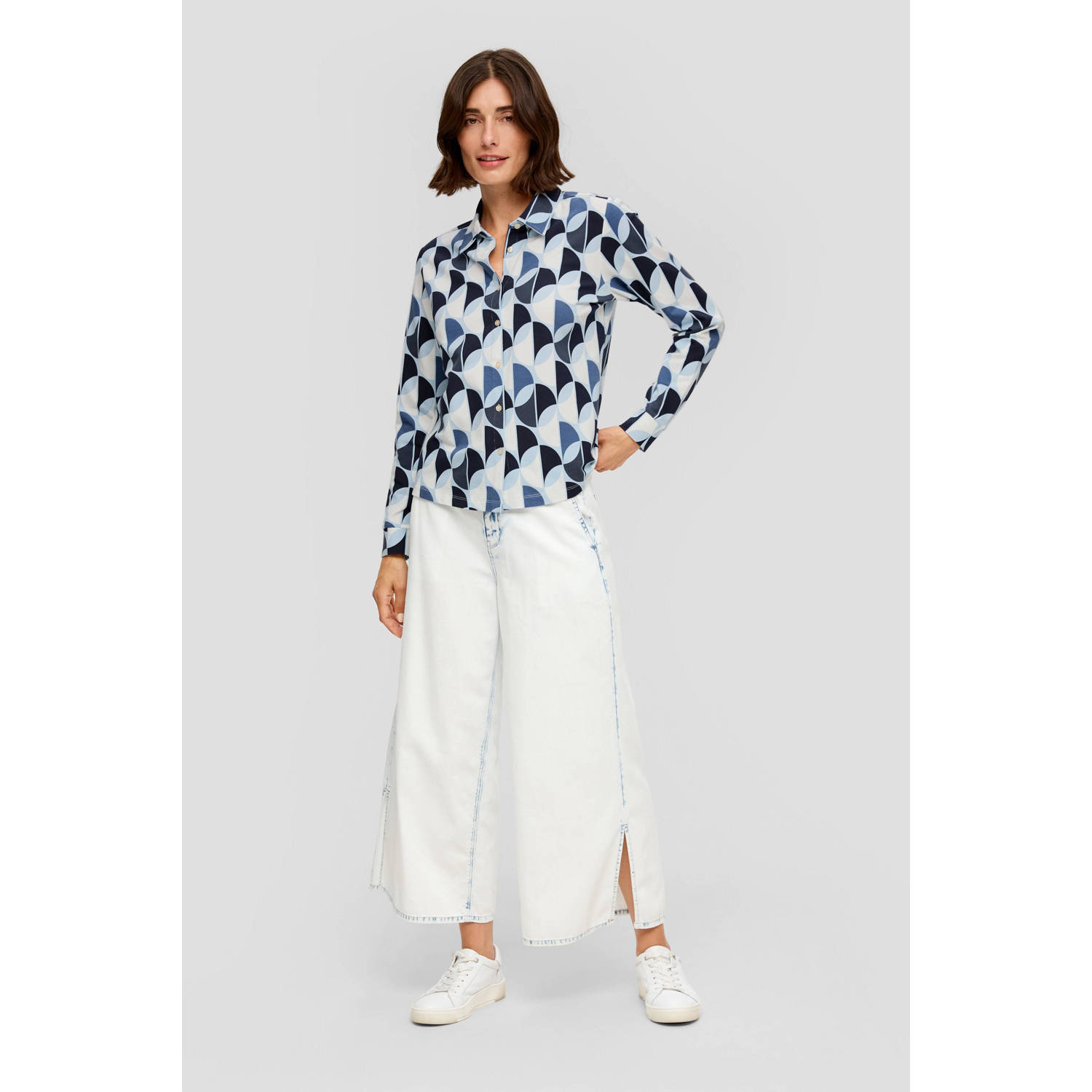 s.Oliver blouse met all over print marine