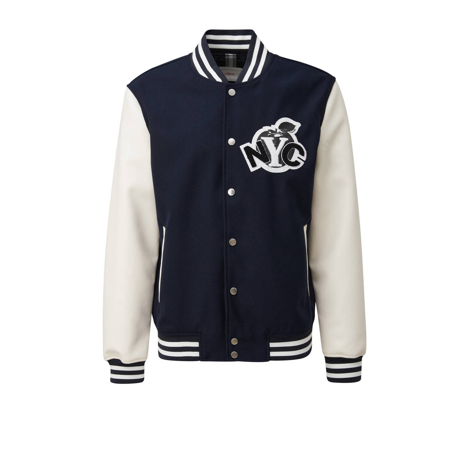 S.Oliver baseball jacket met printopdruk donkerblauw