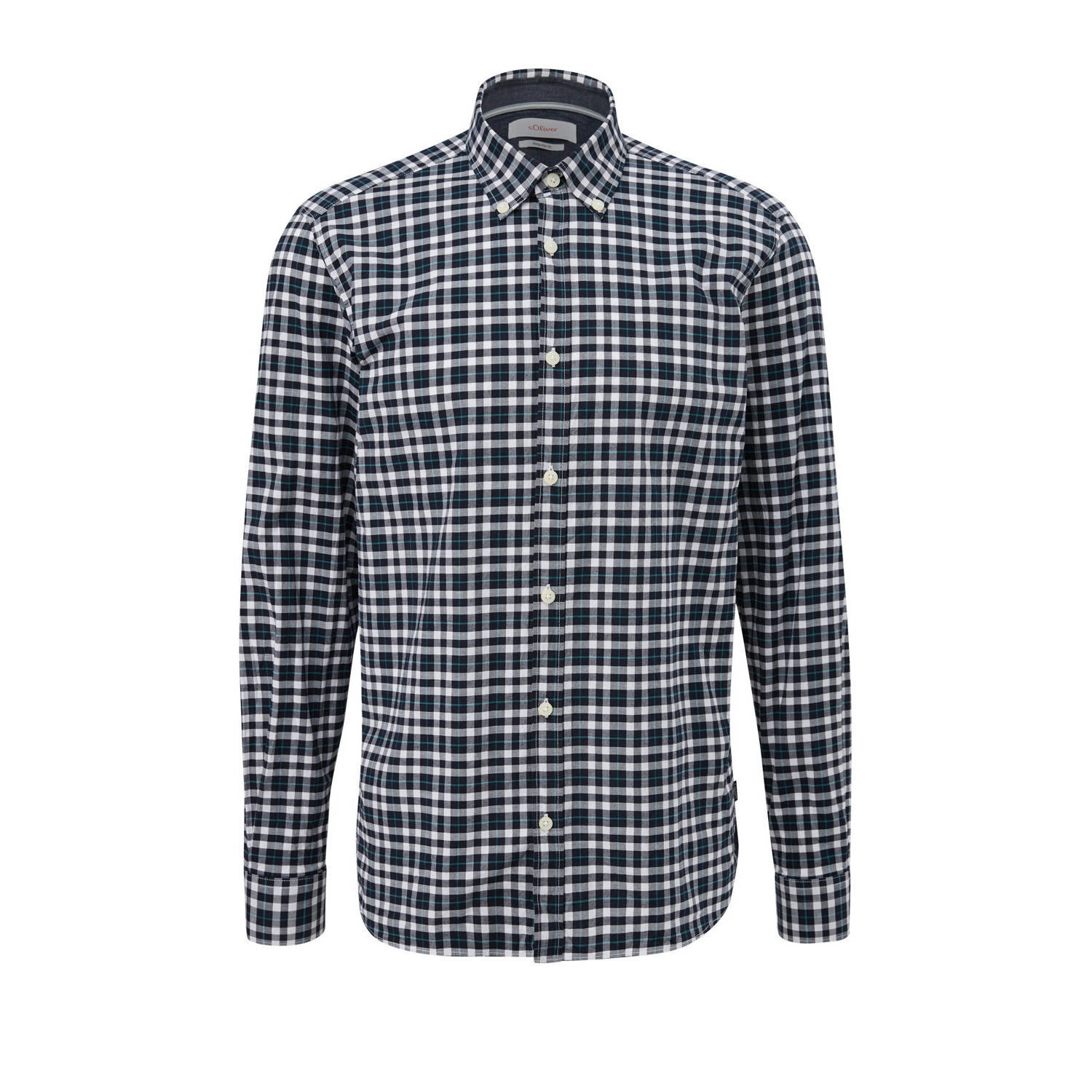 s.Oliver geruit regular fit overhemd blauw groen