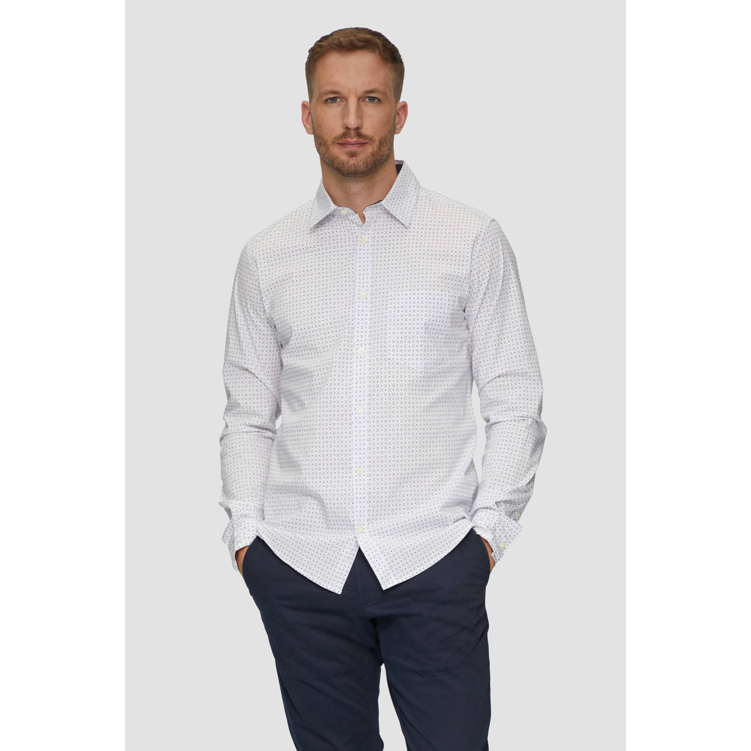 S.Oliver RED LABEL Slim fit vrijetijdsoverhemd van katoenmix