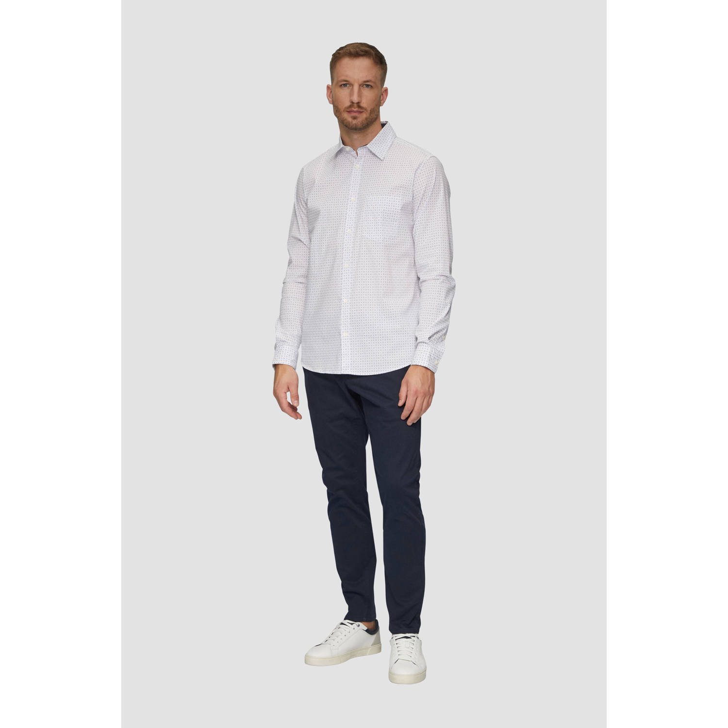 s.Oliver slim fit overhemd met all over print wit