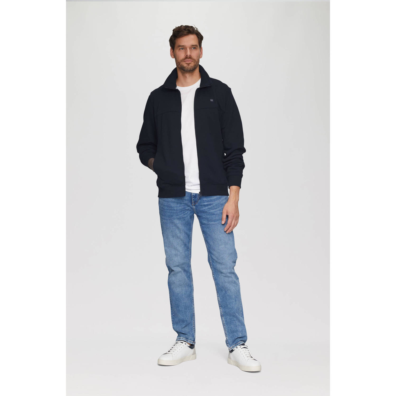 s.Oliver sweatvest met logo donkerblauw