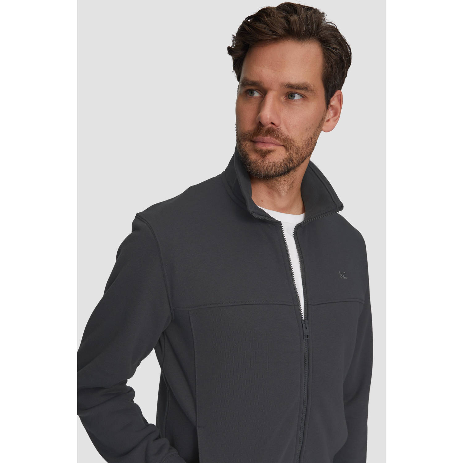 s.Oliver sweatvest met logo antraciet