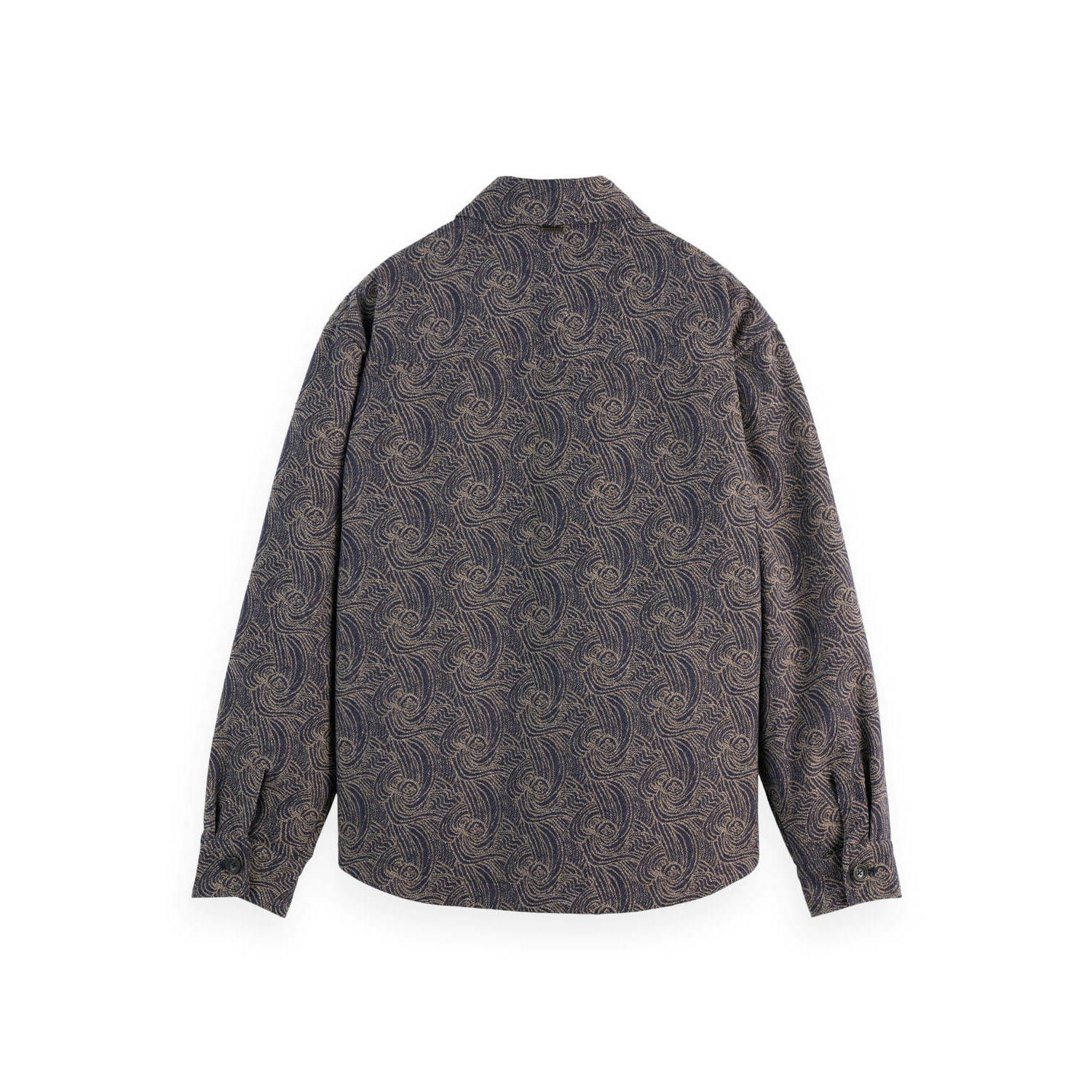 Scotch & Soda loose fit overshirt met wol en all over print navy