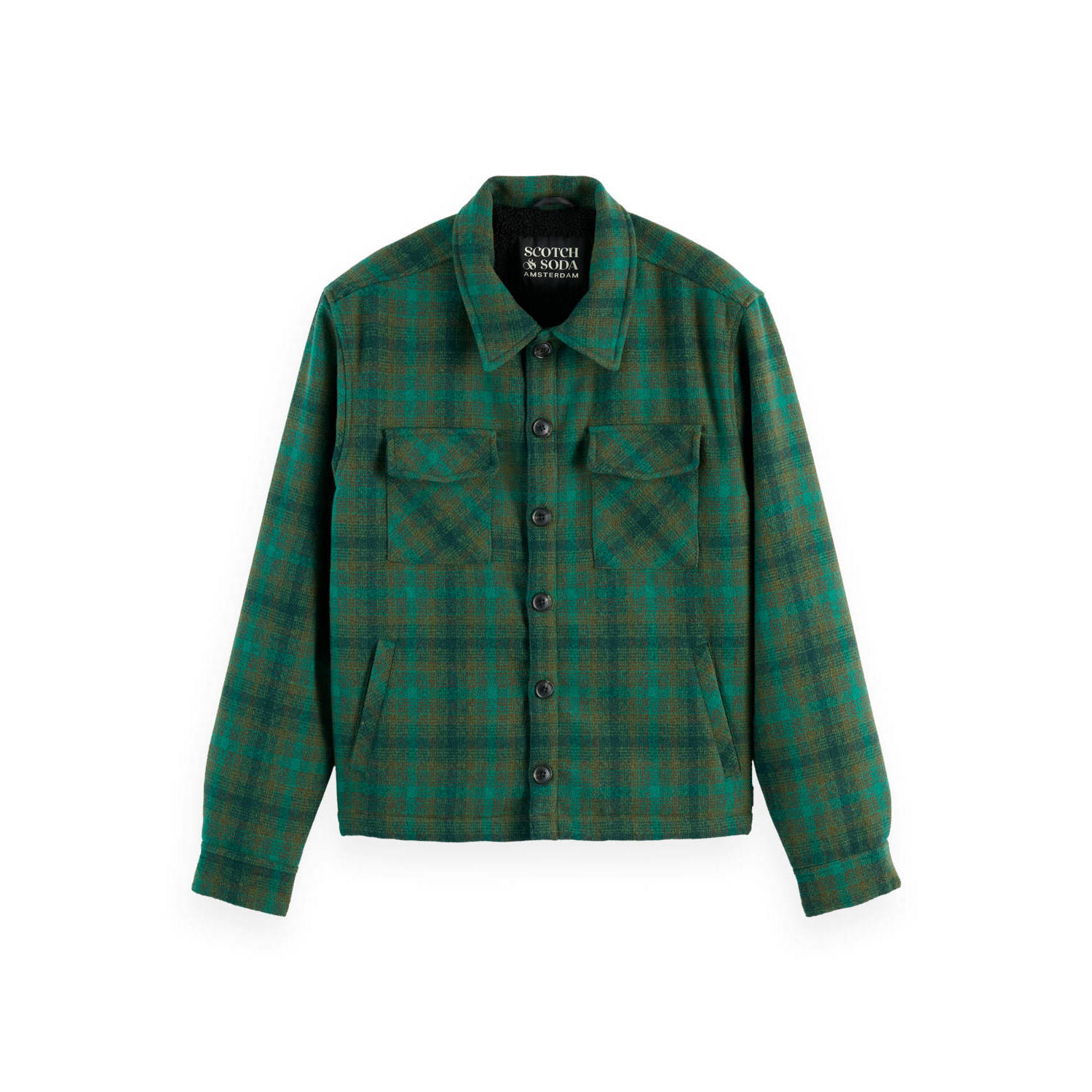 Scotch & Soda geruit regular fit overshirt Teddy dark green