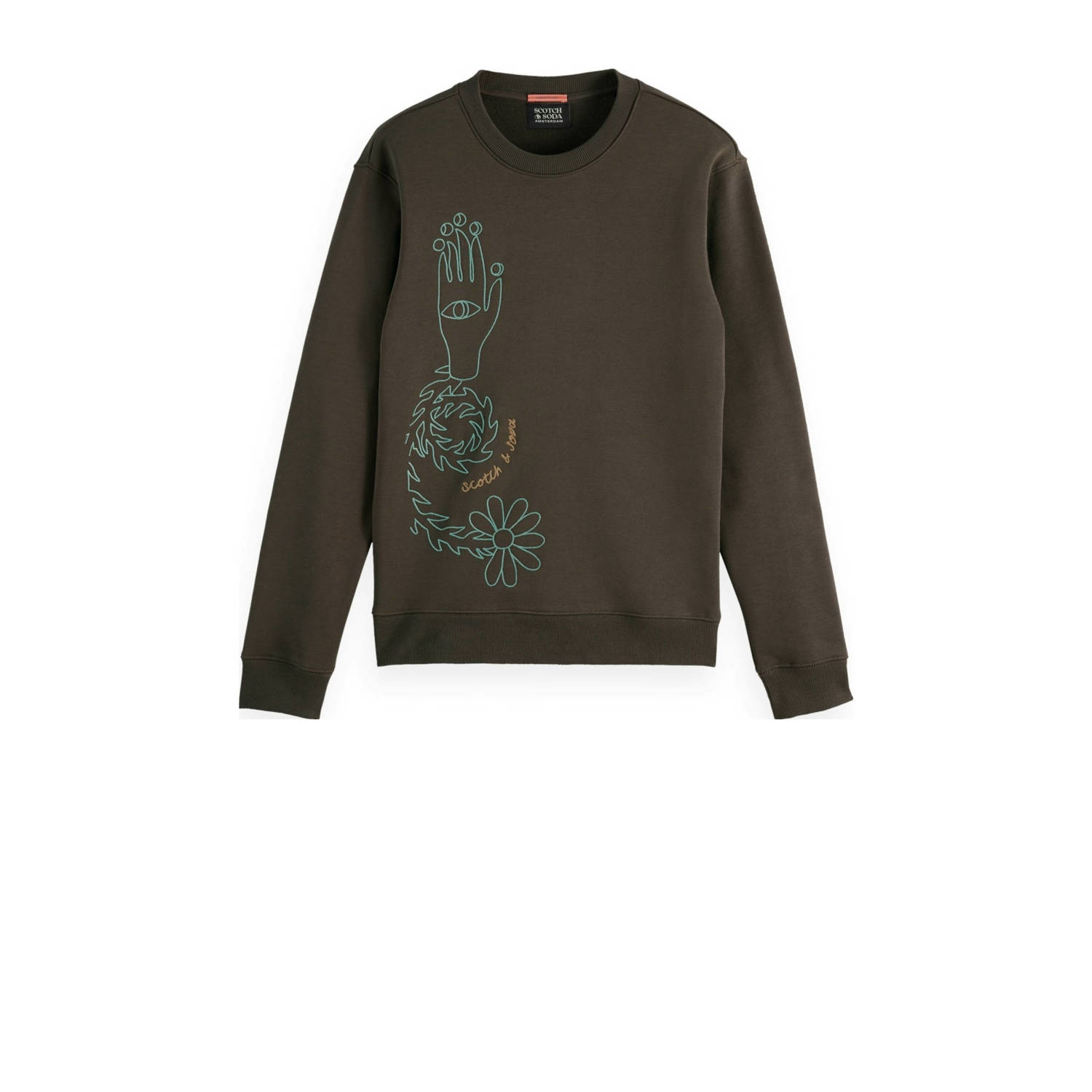 Scotch & Soda Geborduurde Sweater Green Heren