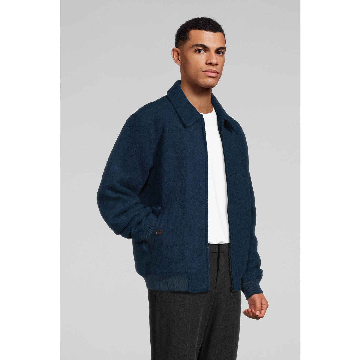Scotch & Soda bomberjack met wol blauw