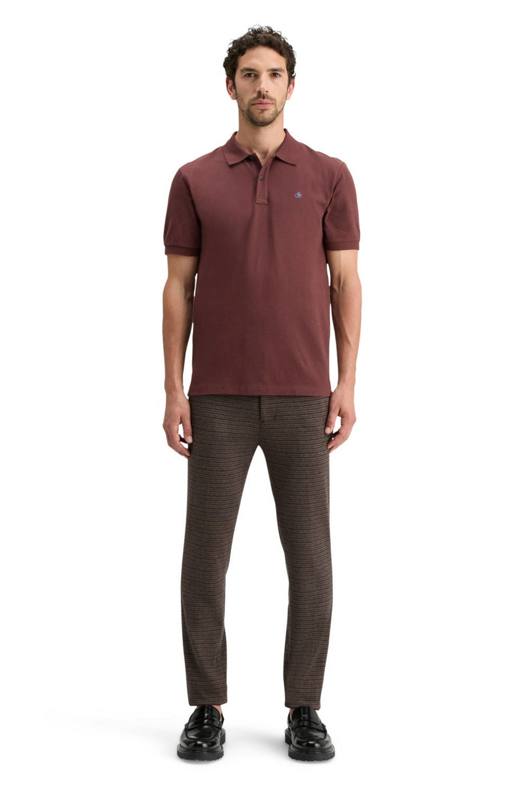 Scotch & Soda regular fit polo met logo donkerrood