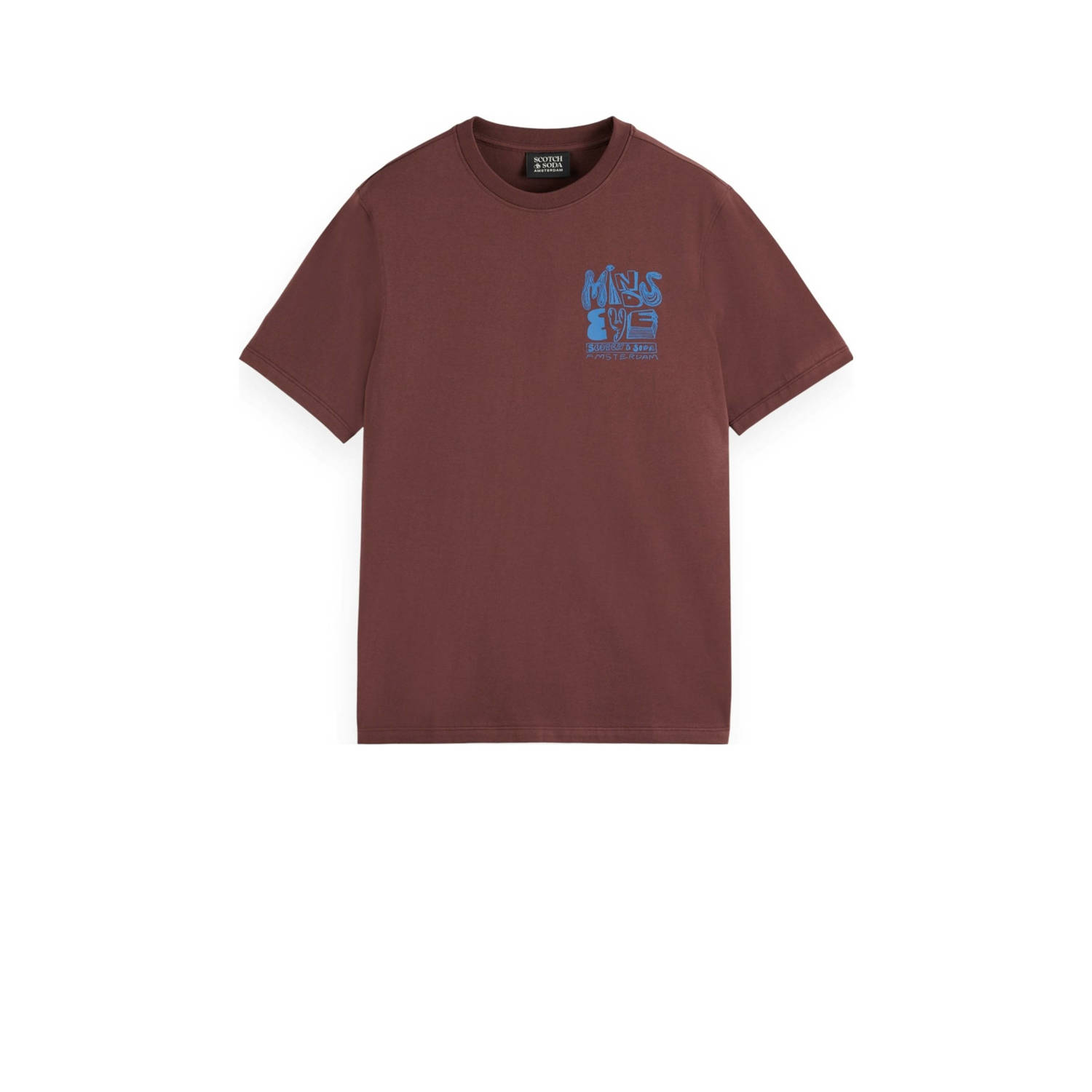 Scotch & Soda regular fit T-shirt met printopdruk rich mahogany