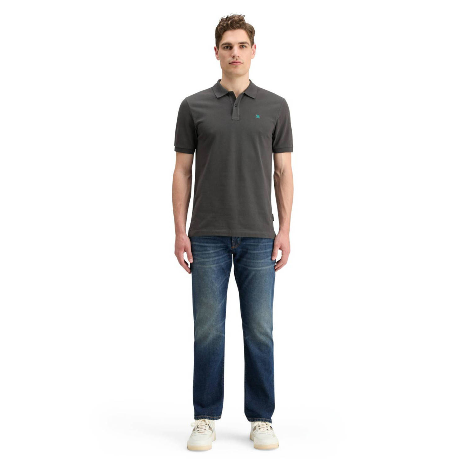 Scotch & Soda regular fit polo met logo dark grey