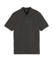 thumbnail: Grijze heren Scotch & Soda regular fit polo van katoen met logo dessin, korte mouwen, klassieke kraag en knoopsluiting