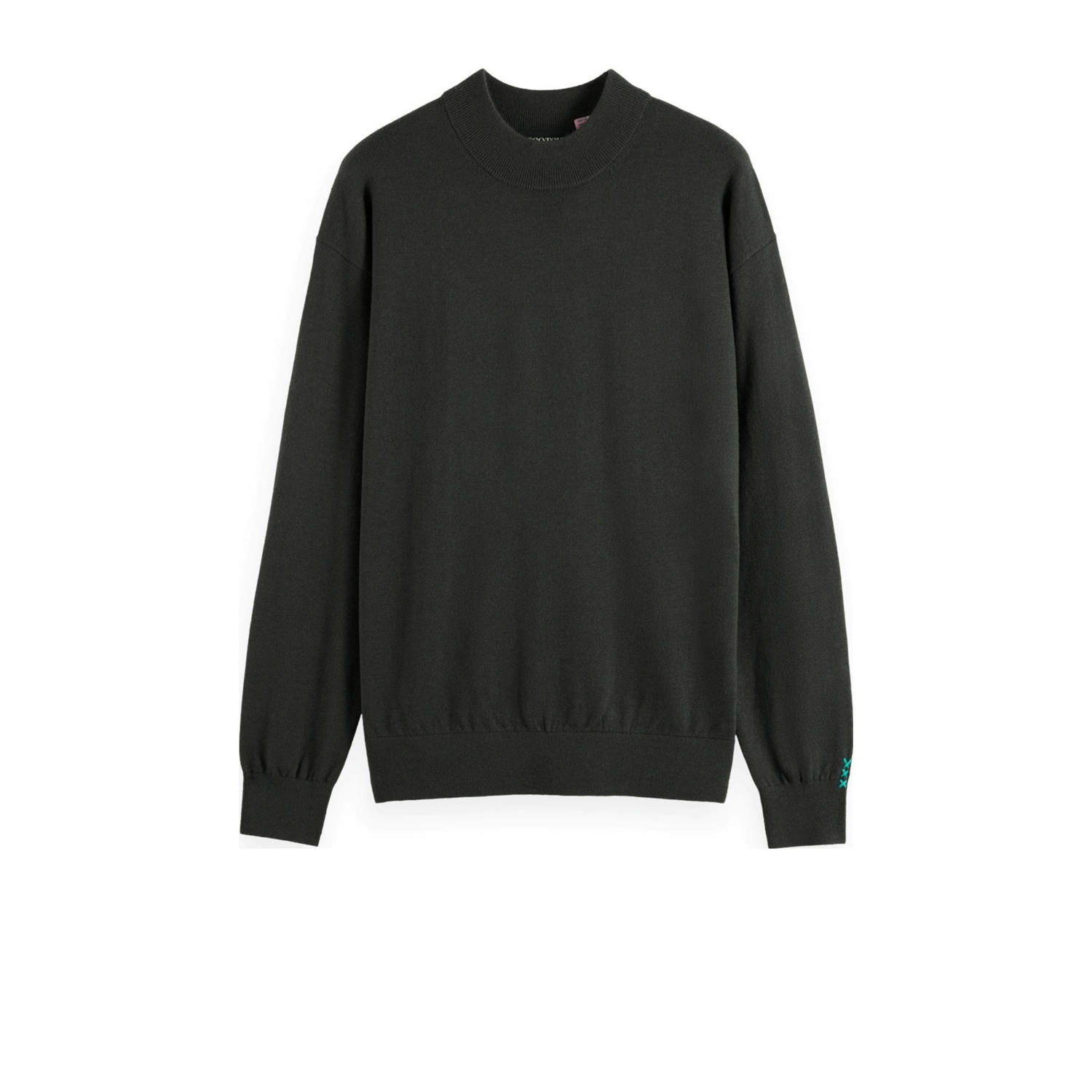 Scotch & Soda Sweater Scotch & Soda Essential Wool Blend Pullover Donkergroen