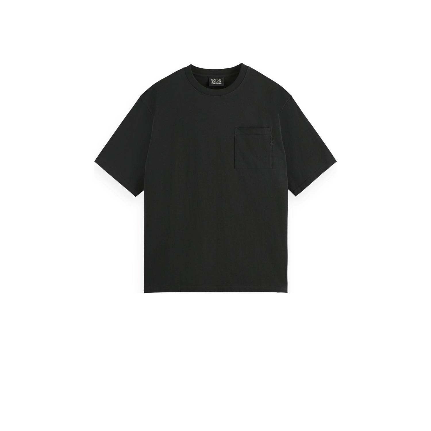 SCOTCH & SODA Heren Polo's & T-shirts 3 Crosses Loose Fit Pocket T-shirt Zwart