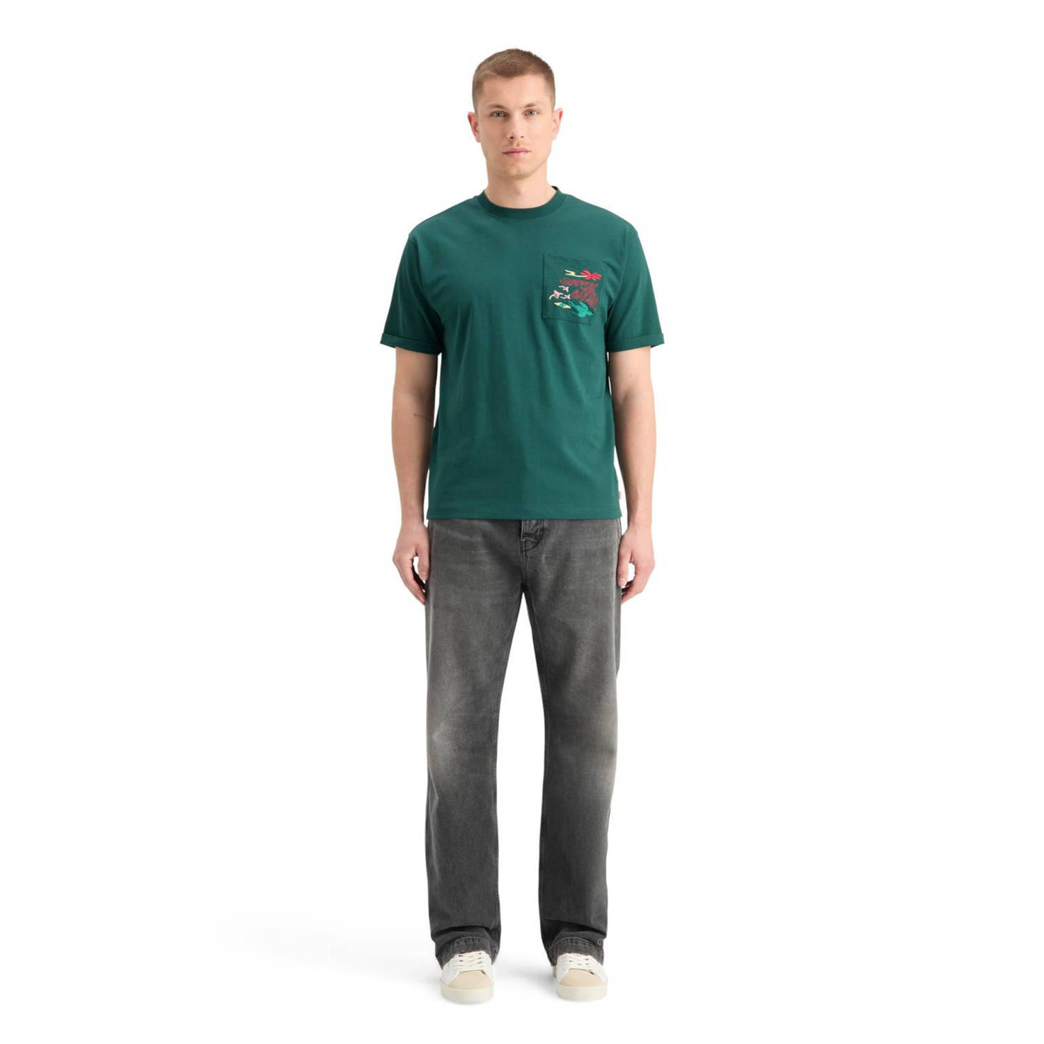 Scotch & Soda regular fit T-shirt met printopdruk dark green