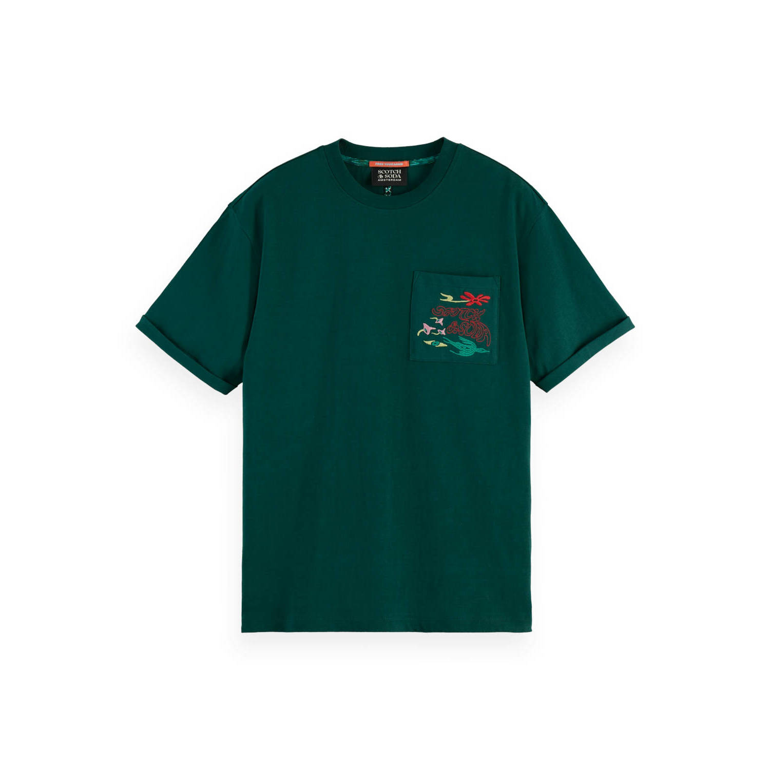 Scotch & Soda regular fit T-shirt met printopdruk dark green